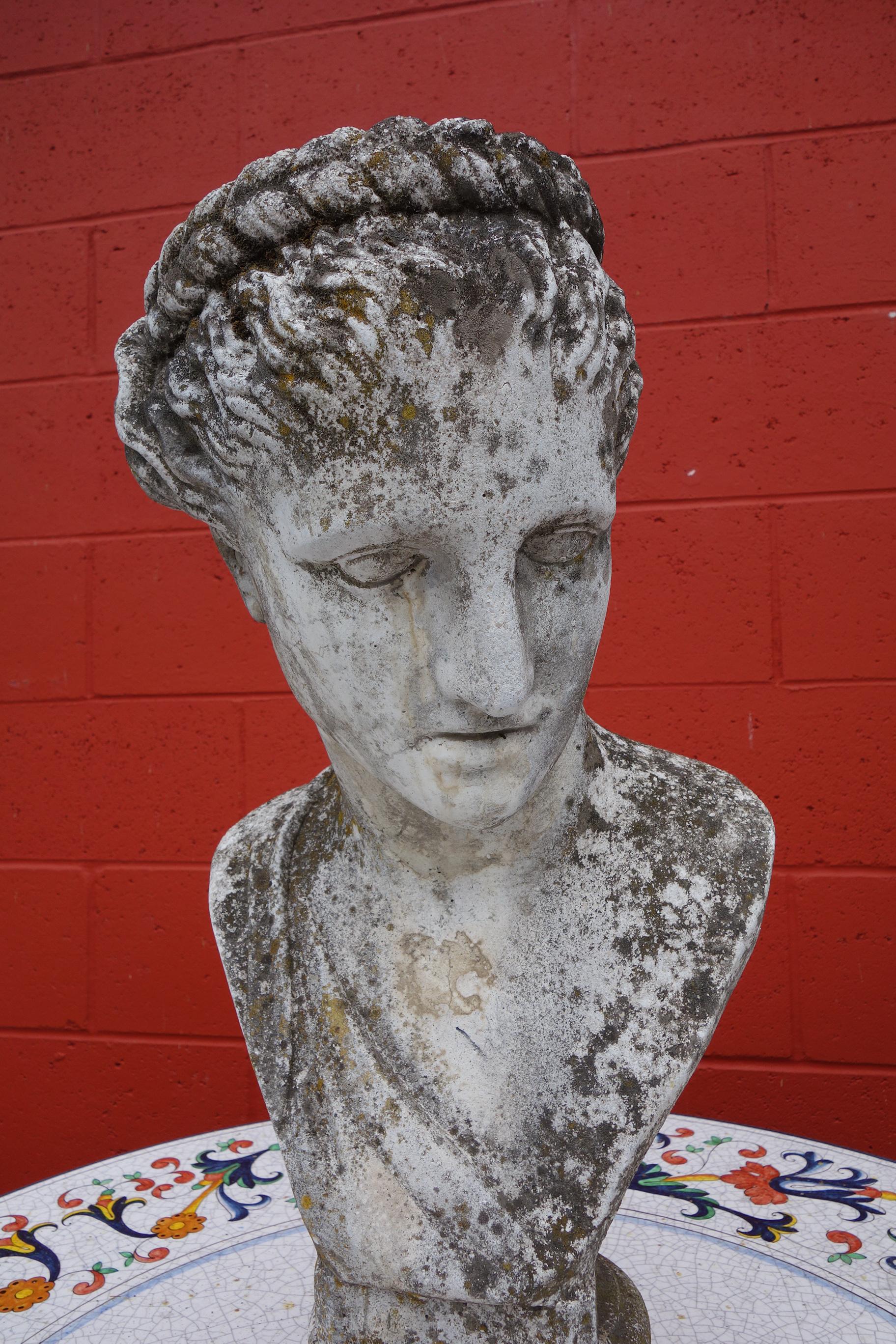 Cement 19th Century Italian Renaissance Style Hermes Bust in Grisaglia from Lake Como