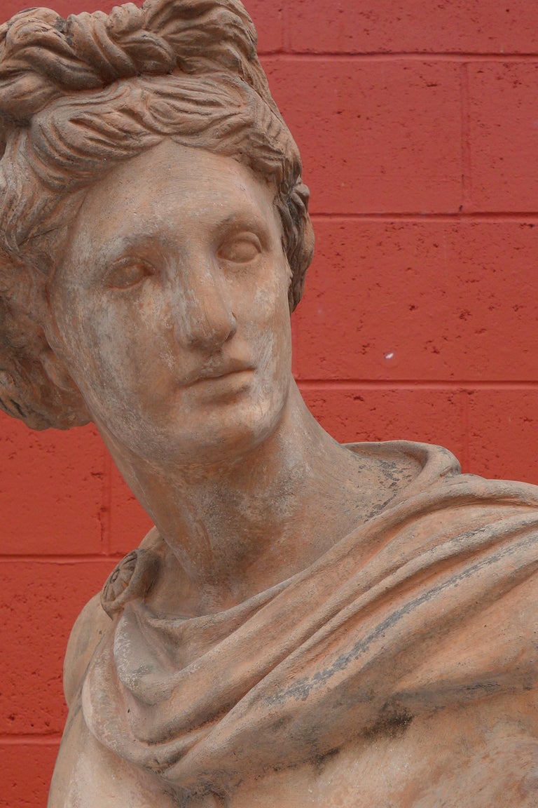 Antique Italian Renaissance Style Old Terracotta Bust of