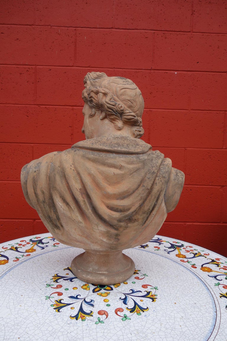 Antique Italian Renaissance Style Old Terracotta Bust of