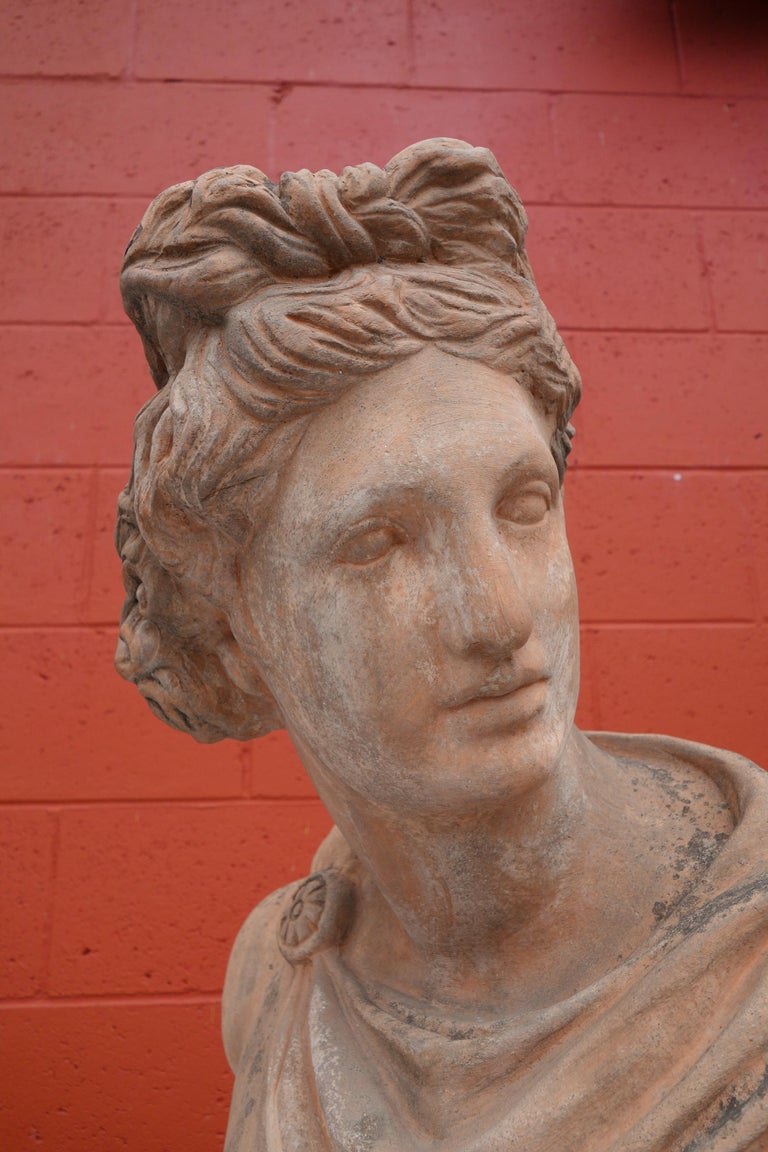 Antique Italian Renaissance Style Old Terracotta Bust of