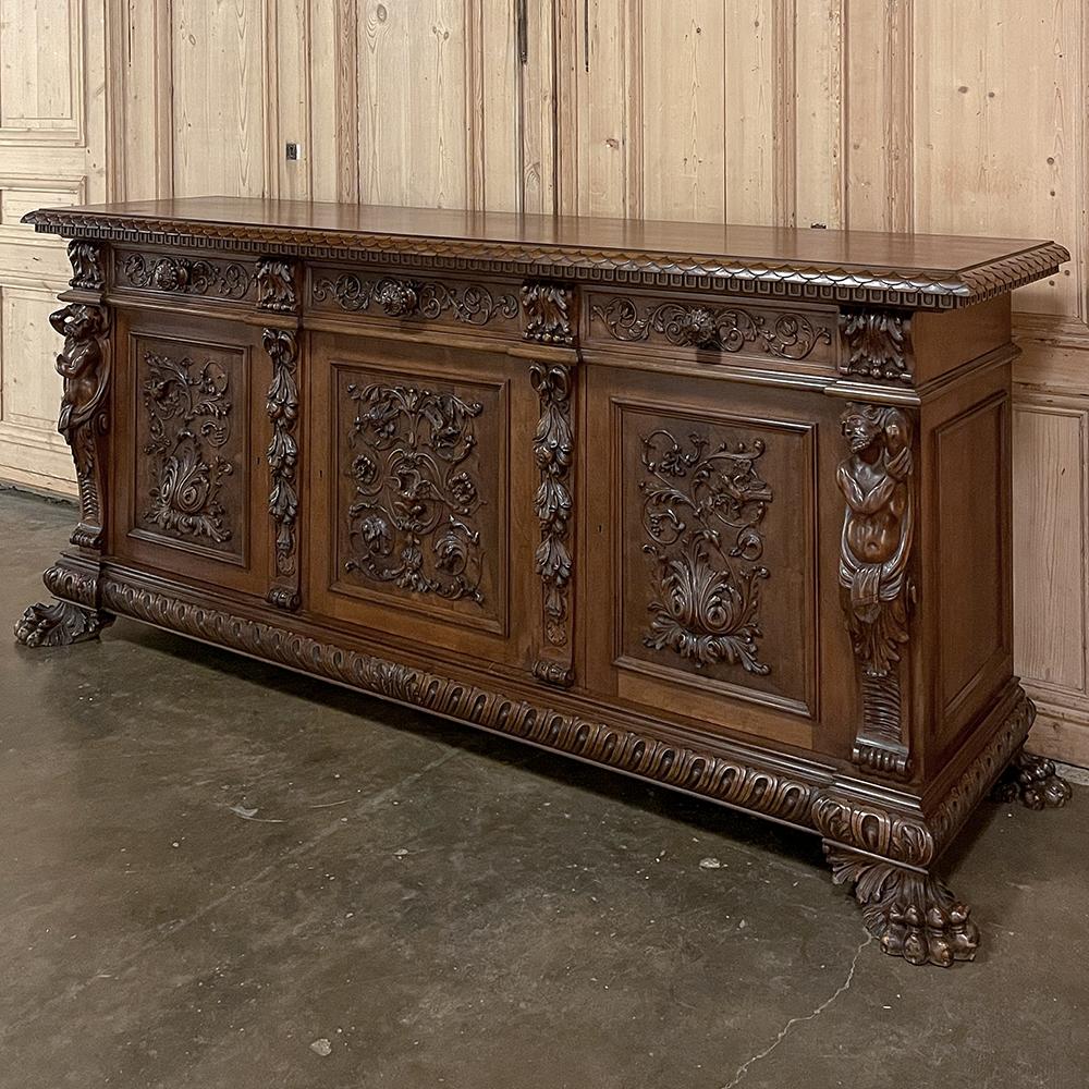 Antique Italian Renaissance Two-Piece Bar, Counter in Walnut For Sale 13