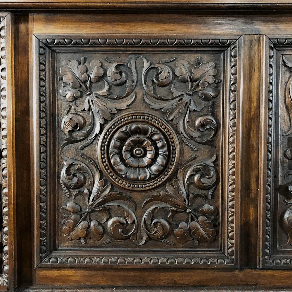 Antique Italian Renaissance Hand Carved Walnut Headboard 6