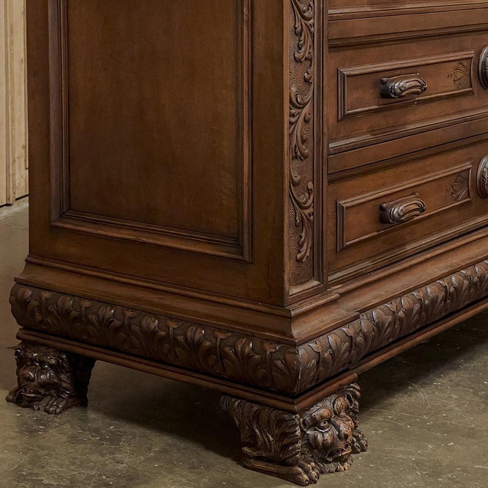 Antique Italian Renaissance Walnut Marble Top Commode For Sale 12