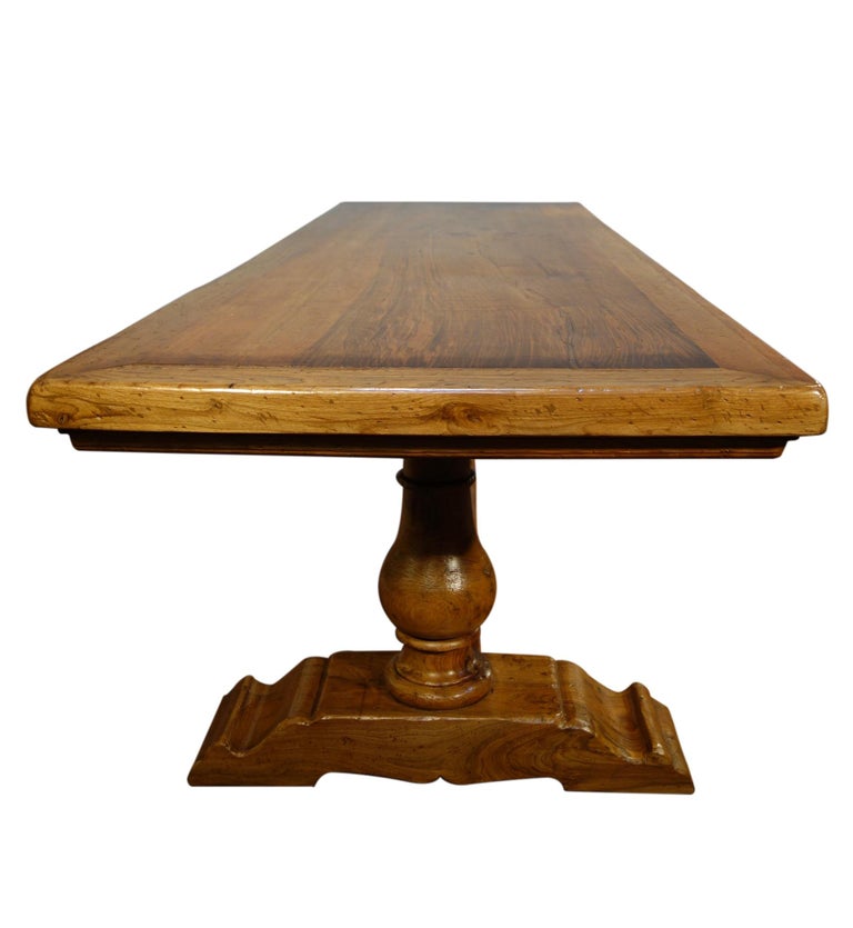 Antique Italian Reproduction 2 Pedestal Old Walnut Table in Natural