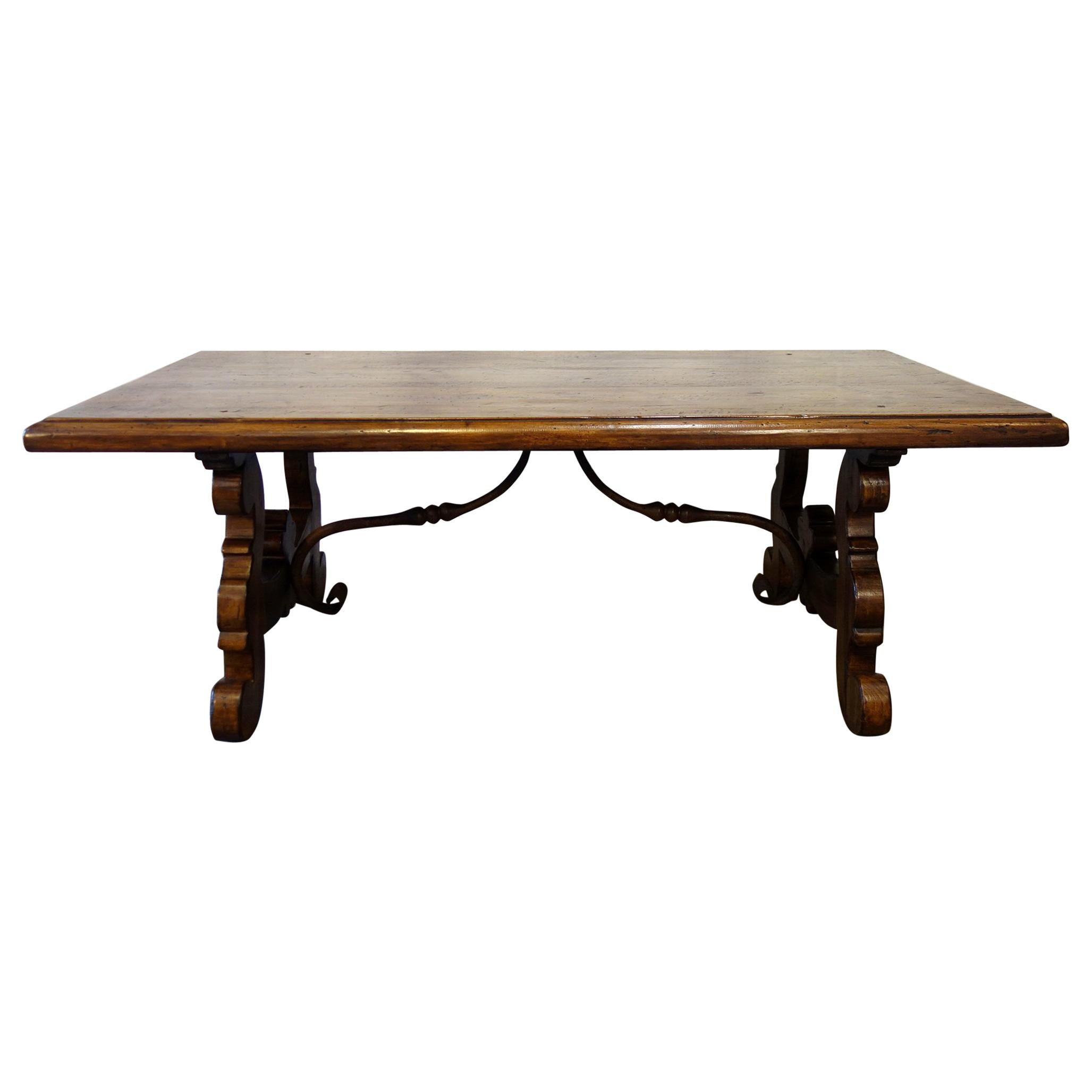 17th Century Refectory Style Old Italian Walnut 60x34 Coffee Table, Custom sizes