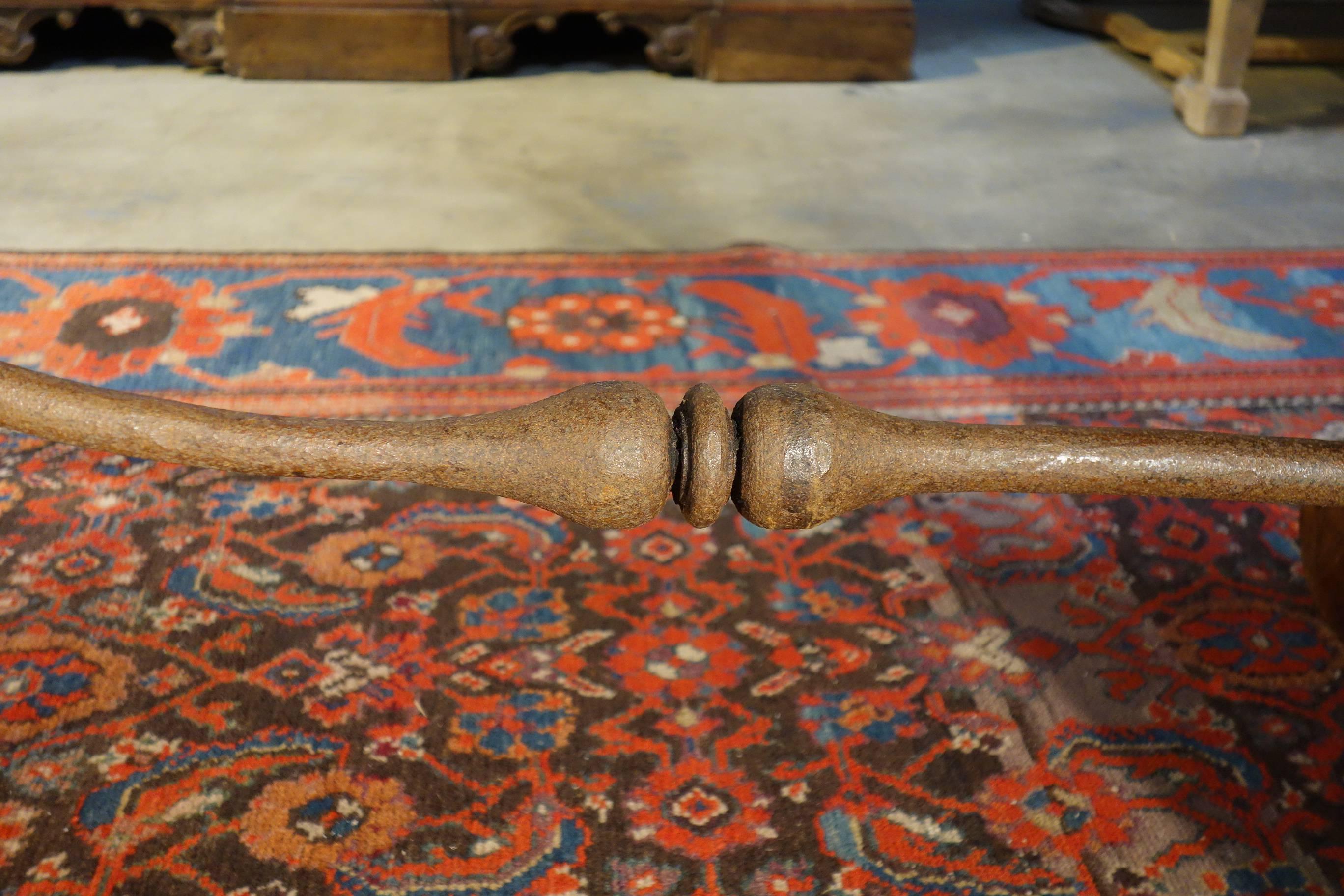 17th Century Italian Refectory Style Old Walnut Table with Forged Iron  2