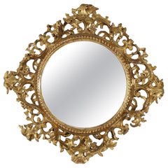 Antique Italian Reticulated Rococo Giltwood Wall Mirror 19thC