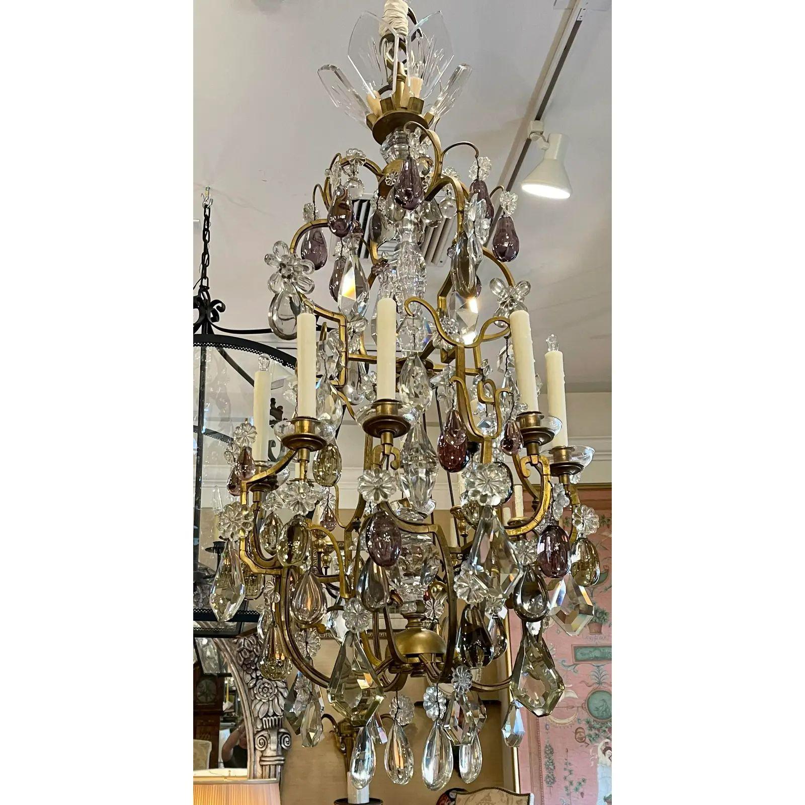 Antique Italian Rock crystal chandelier w purple fruit

Additional information: 
Materials: Crystal
Color: Gold
Period: 19th Century
Styles: Italian
Power Sources: Up to 120V (US Standard), Hardwired
Item Type: Vintage, Antique or