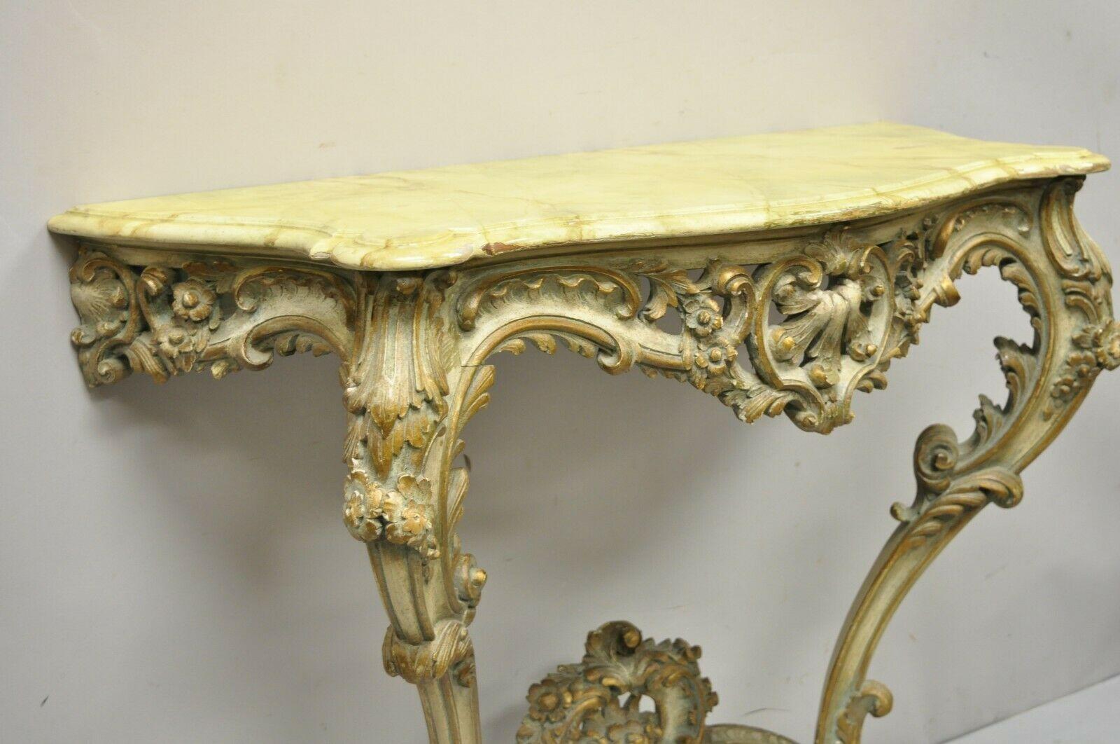 Antike italienische Rokoko geschnitzt Giltwood Wandhalterung Konsole Hall Tisch (Louis XV.) im Angebot