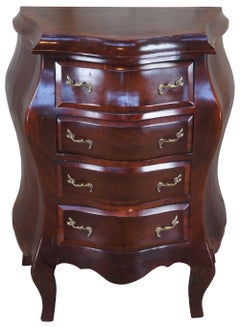 Italian Mahogany Bombe Lingerie Chest of Drawers Marble Top Commode