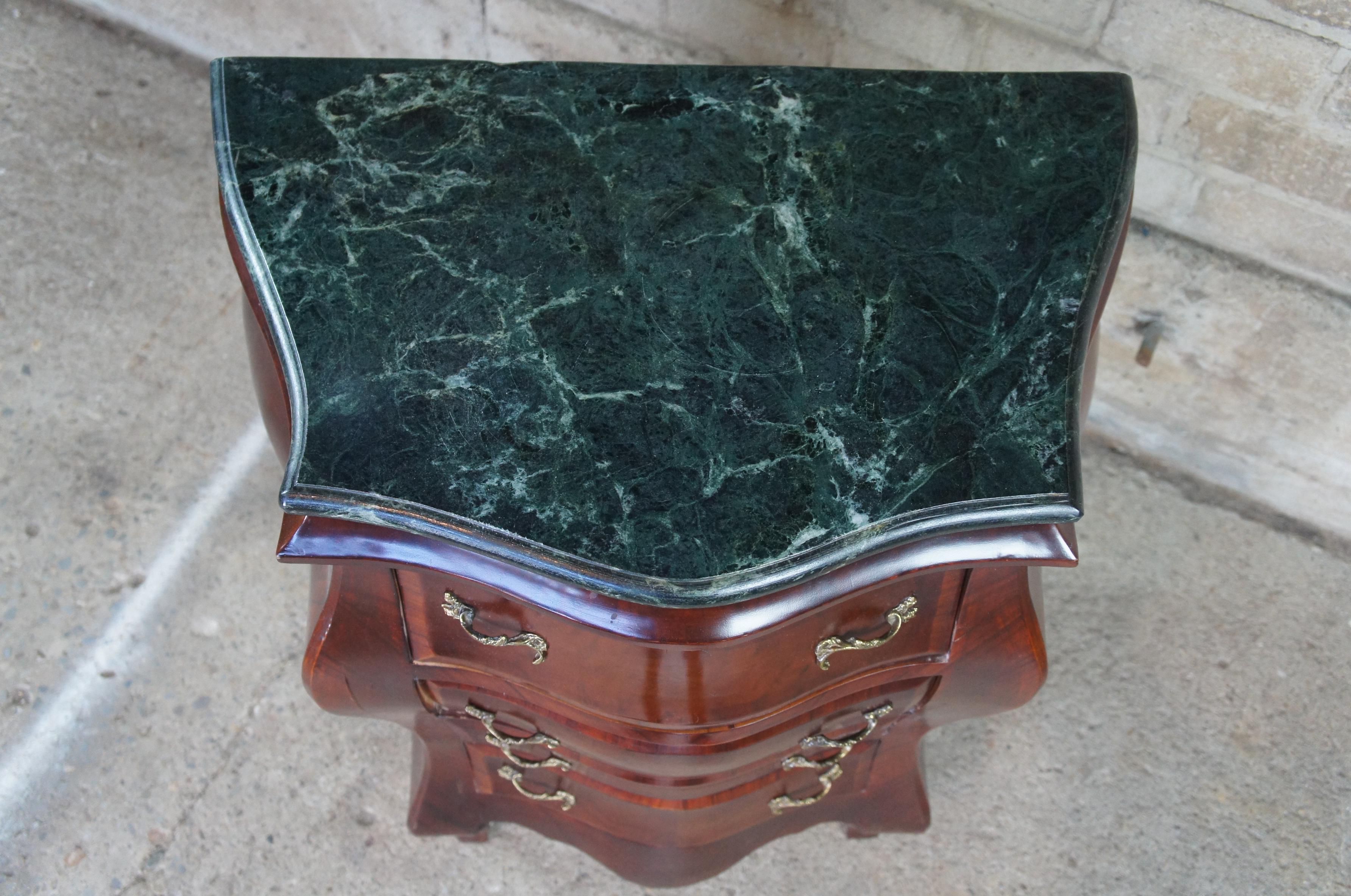 20th Century Antique Italian Rococo Crotch Mahogany Marble Bombe Lingerie Commode Chest For Sale