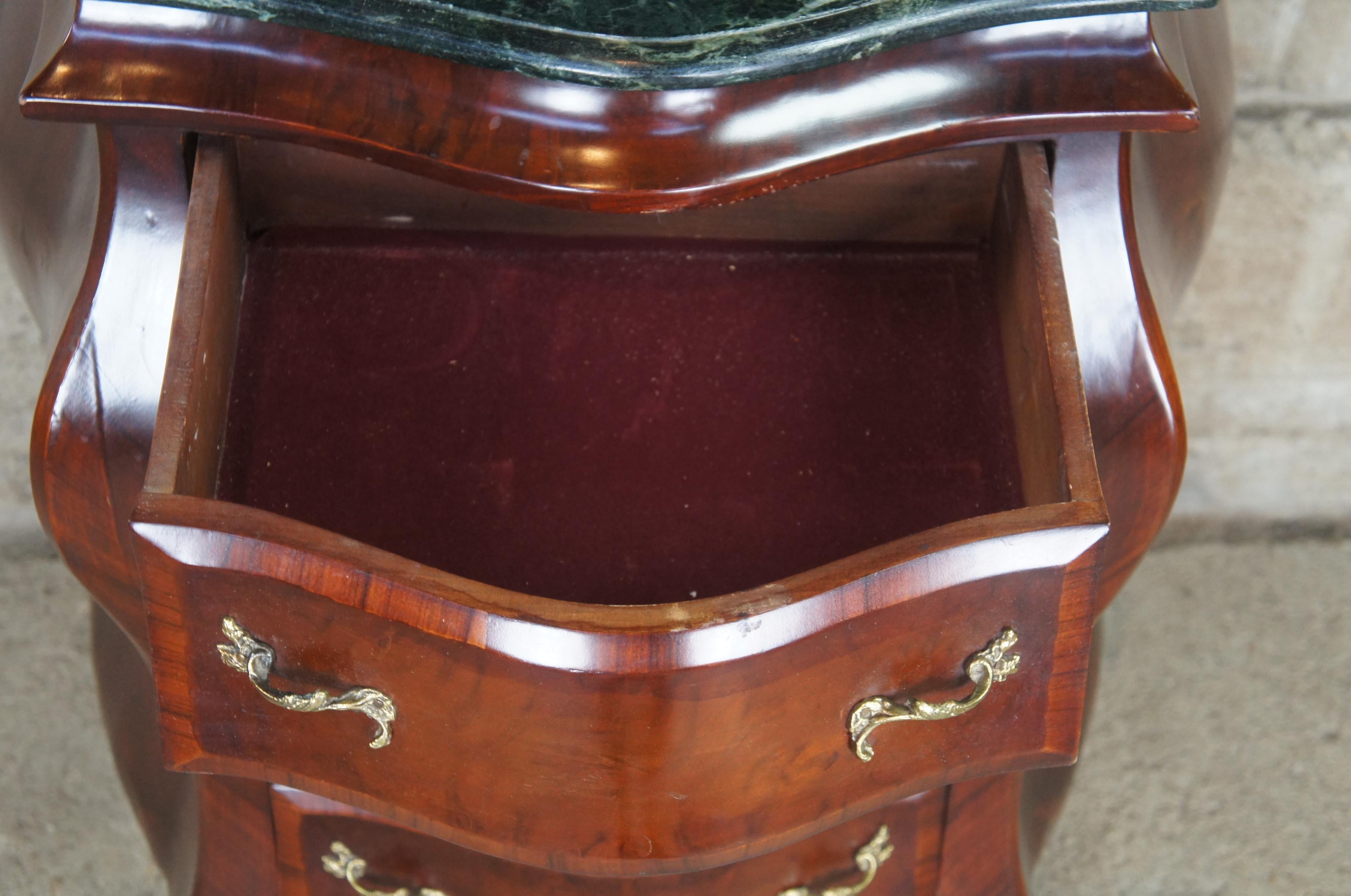 Antique Italian Rococo Crotch Mahogany Marble Bombe Lingerie Commode Chest For Sale 5