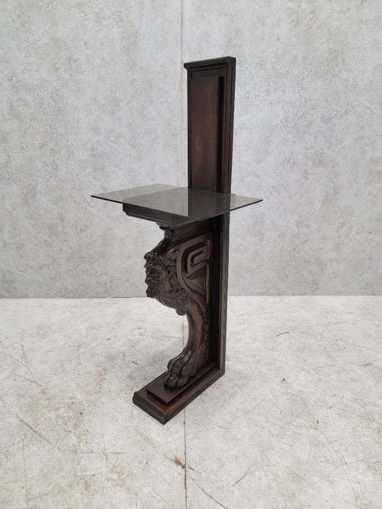 19th Century Antique Italian Rococo Figural Oak Architectural Element/Side Table/Side Table For Sale