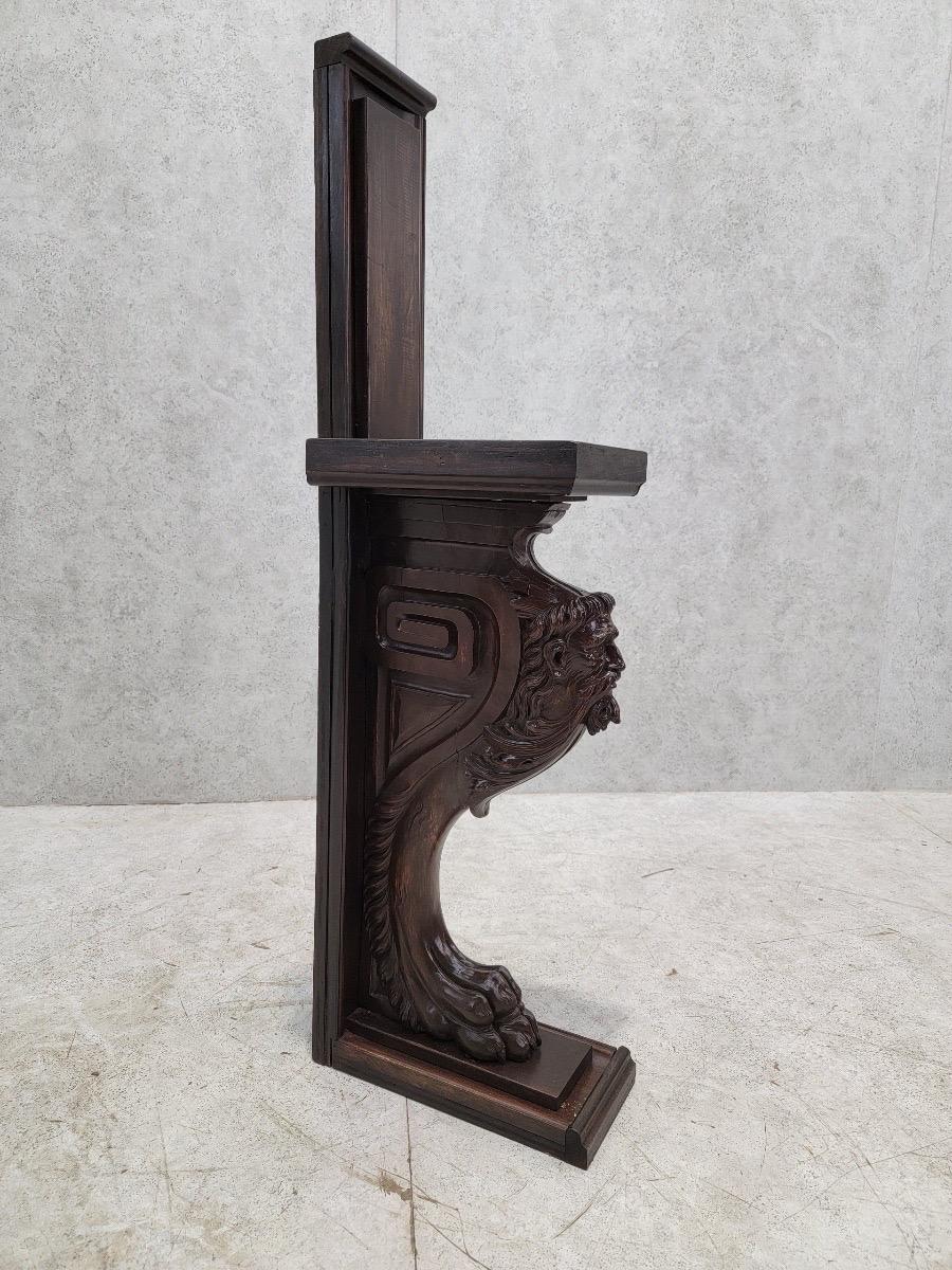 Antique Italian Rococo Figural Oak Architectural Element/Side Table/Side Table For Sale 1