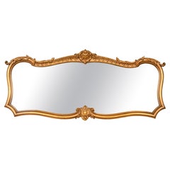 Antique Italian Rococo Louis XV Carved Giltwood Framed Wall Mirror, Circa 1900
