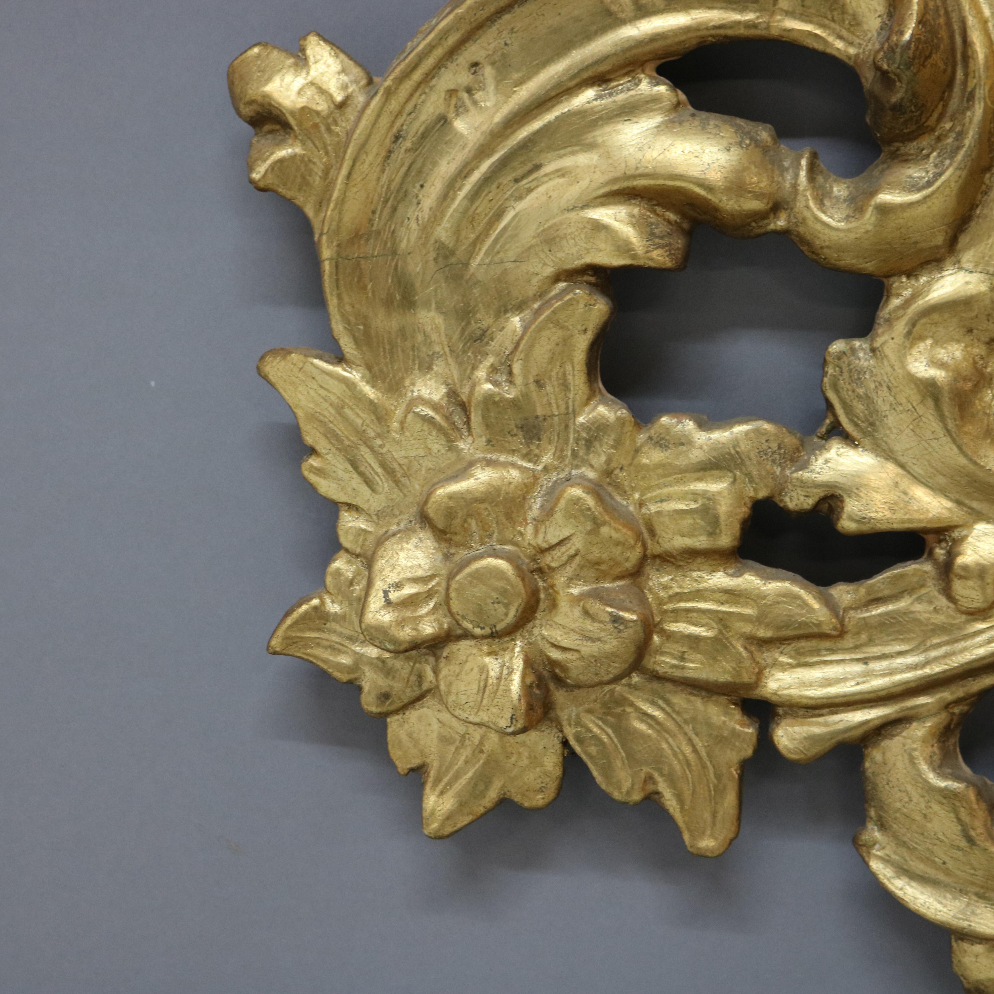 Antike italienische Rokoko Reticulated Foliate Form Giltwood Spiegel C1890 im Angebot 4