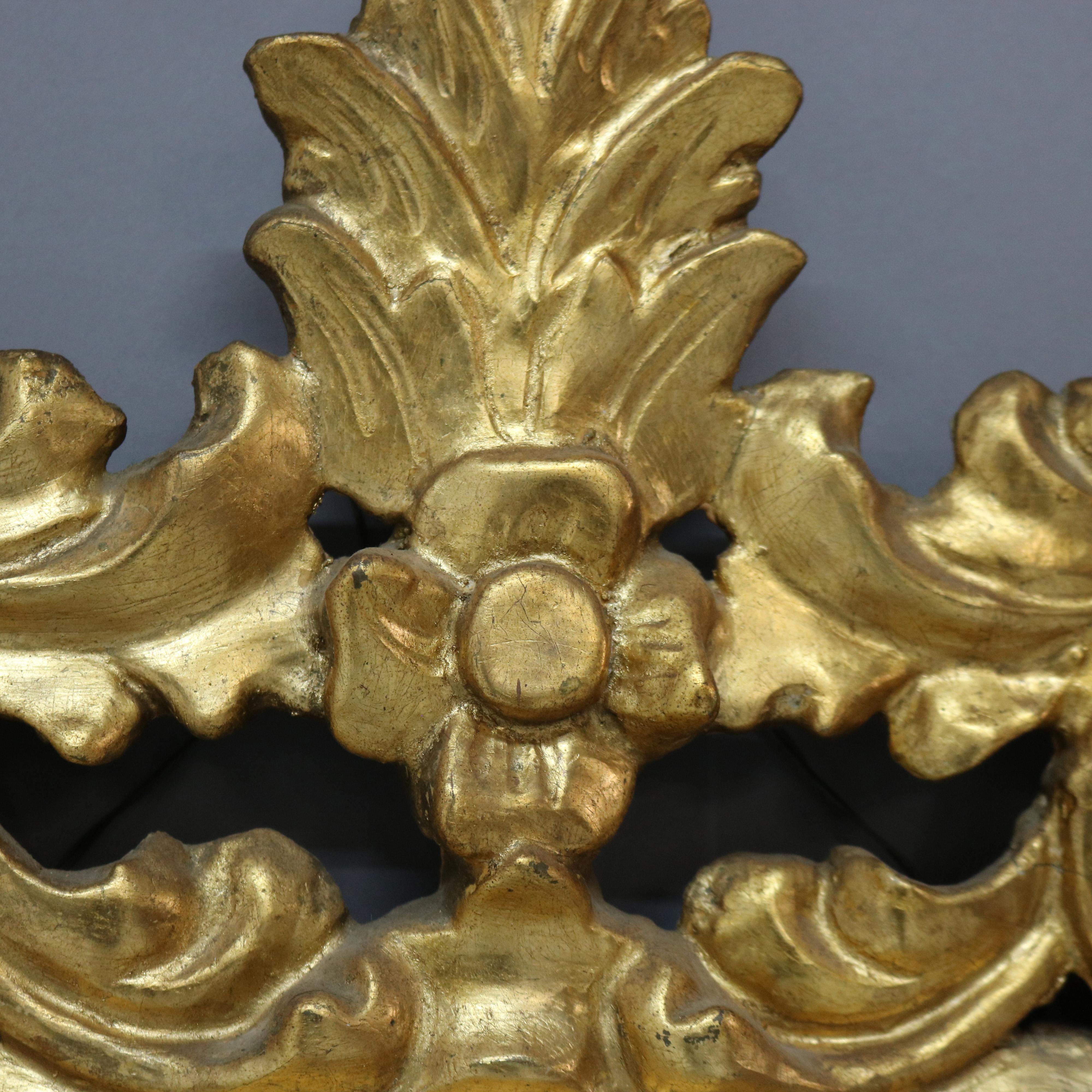 Antike italienische Rokoko Reticulated Foliate Form Giltwood Spiegel C1890 im Angebot 5