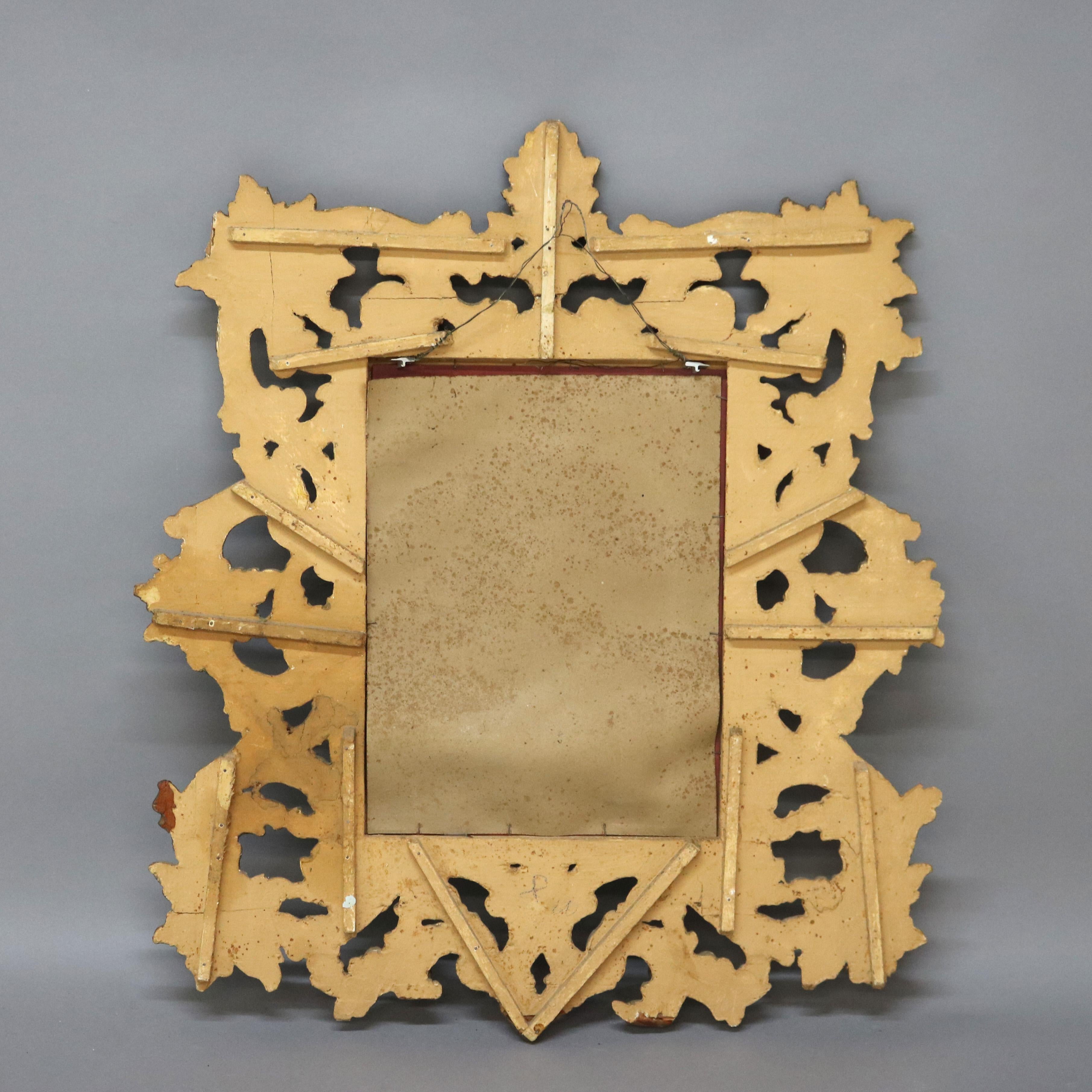 Antike italienische Rokoko Reticulated Foliate Form Giltwood Spiegel C1890 im Angebot 6