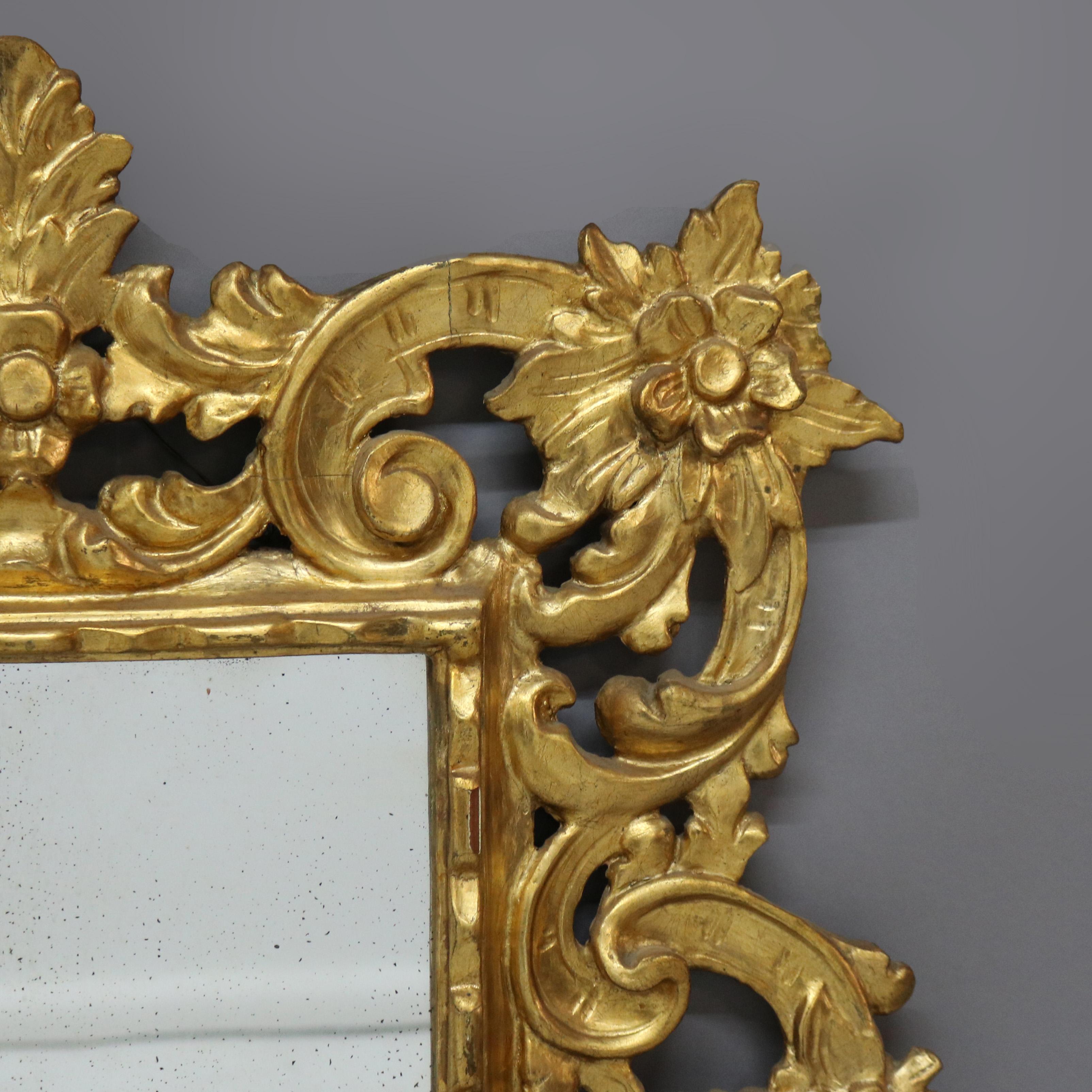Antike italienische Rokoko Reticulated Foliate Form Giltwood Spiegel C1890 (19. Jahrhundert) im Angebot