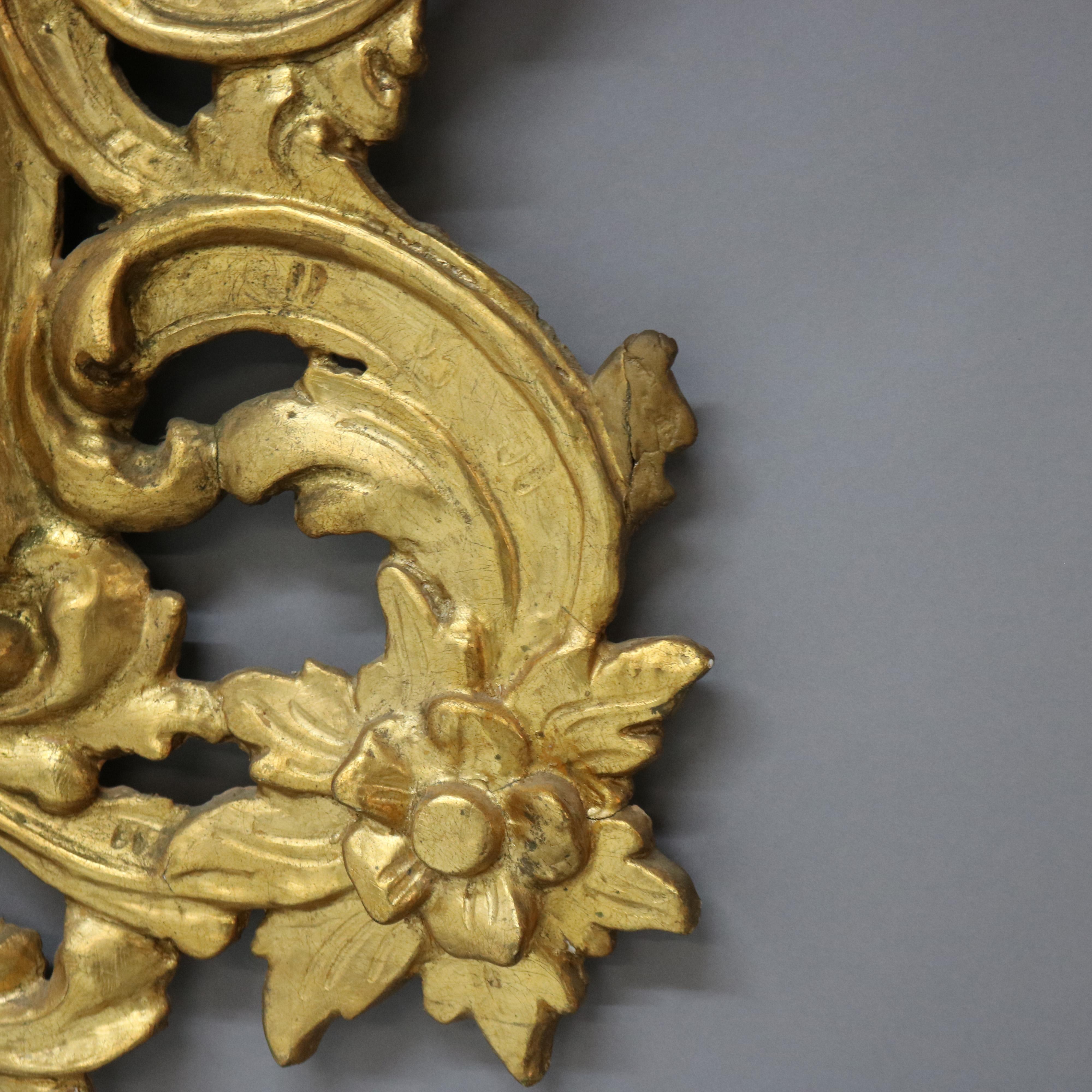 Antike italienische Rokoko Reticulated Foliate Form Giltwood Spiegel C1890 im Angebot 1