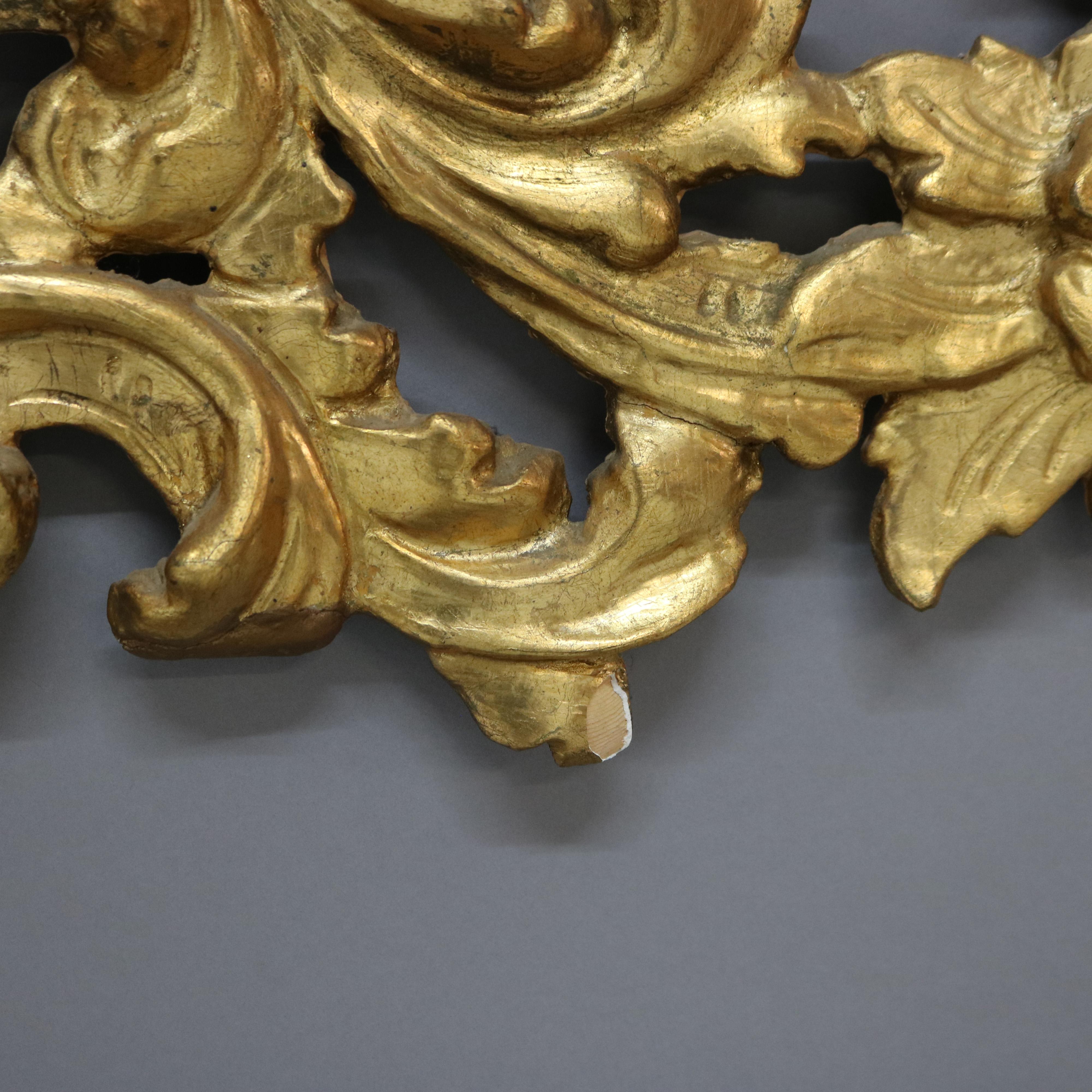 Antike italienische Rokoko Reticulated Foliate Form Giltwood Spiegel C1890 im Angebot 2