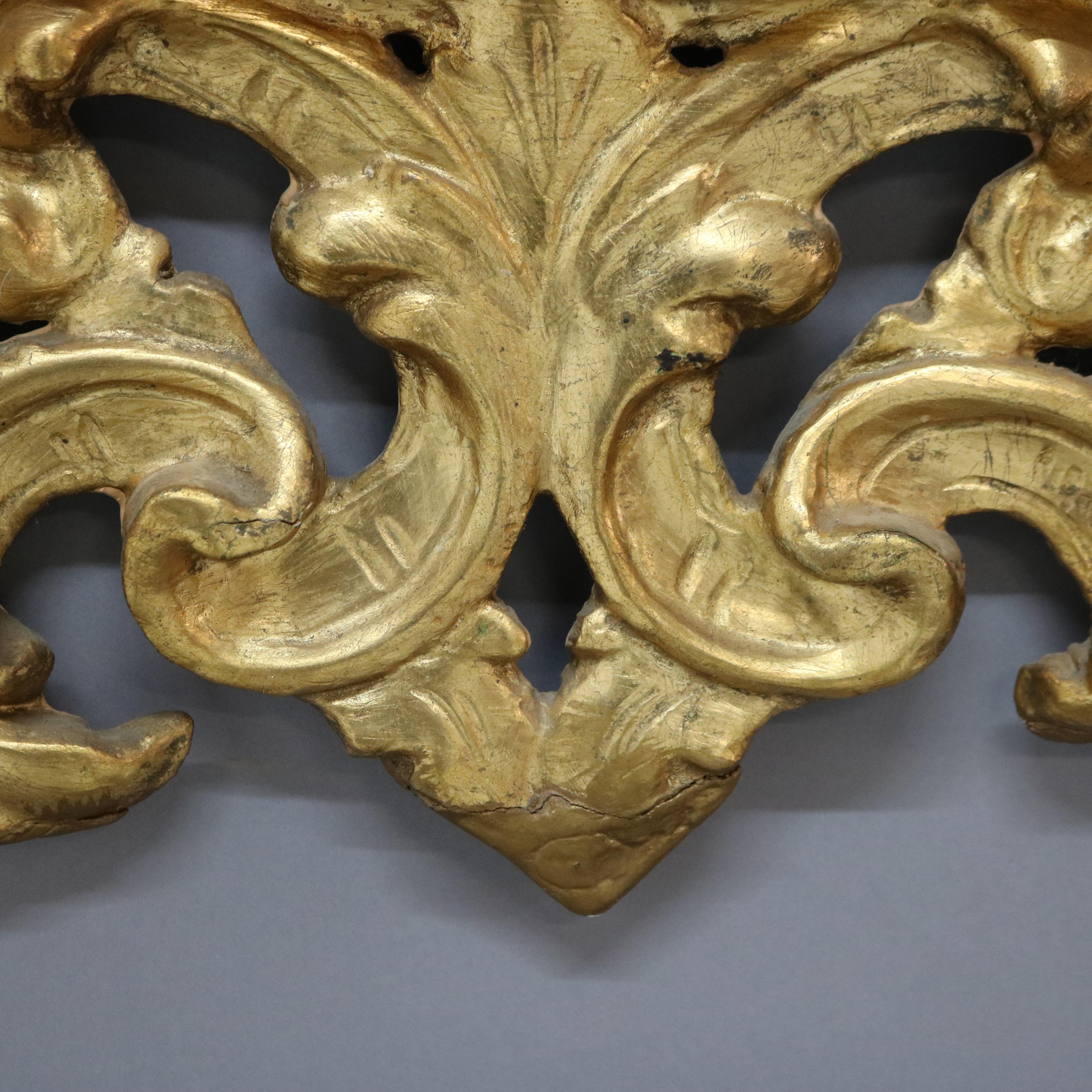 Antike italienische Rokoko Reticulated Foliate Form Giltwood Spiegel C1890 im Angebot 3
