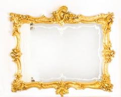 Antique Italian Rococo Revival Carved Giltwood Console & Mirror 19th Century