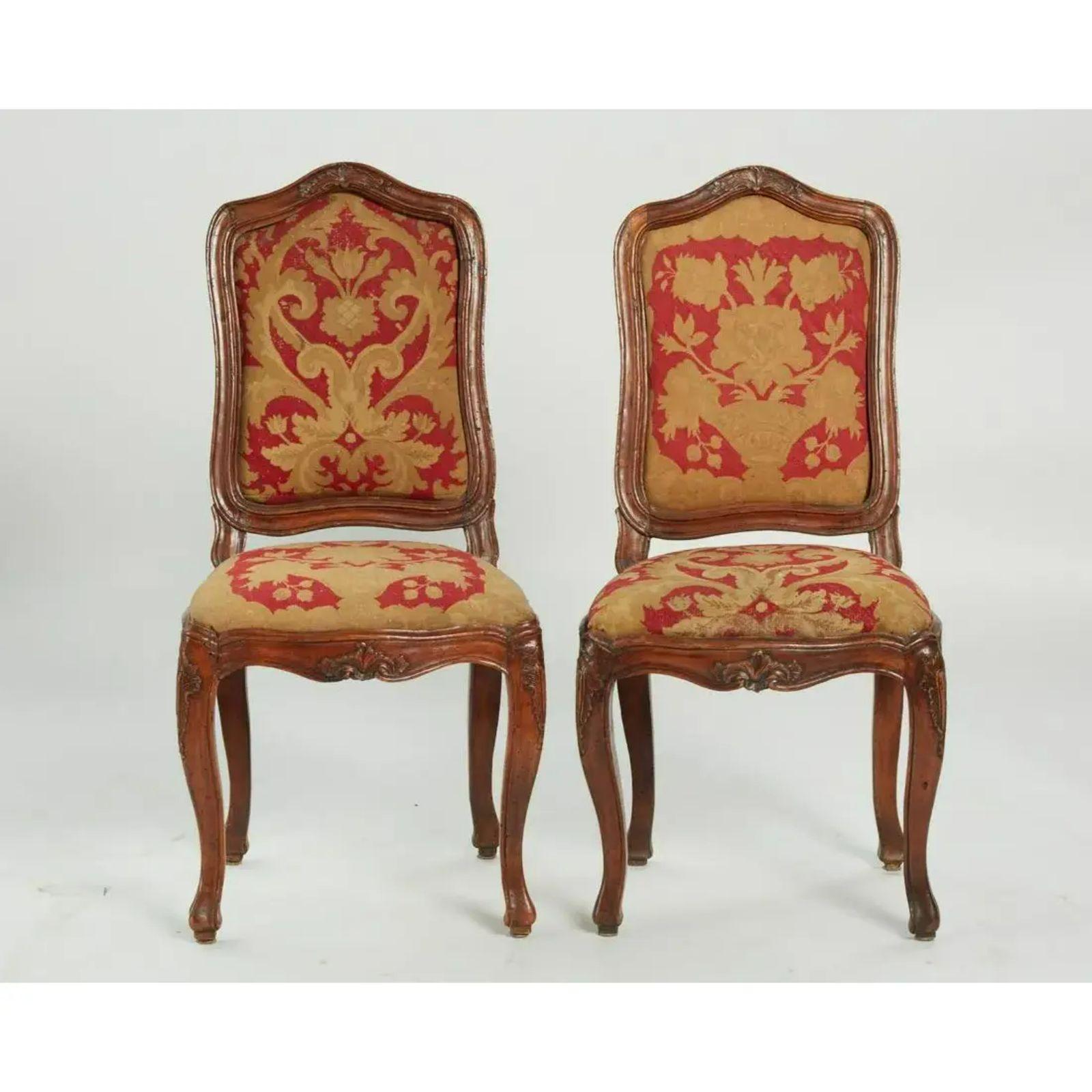 Antique Italian Rococo Side Chairs, 18th Century In Good Condition For Sale In LOS ANGELES, CA