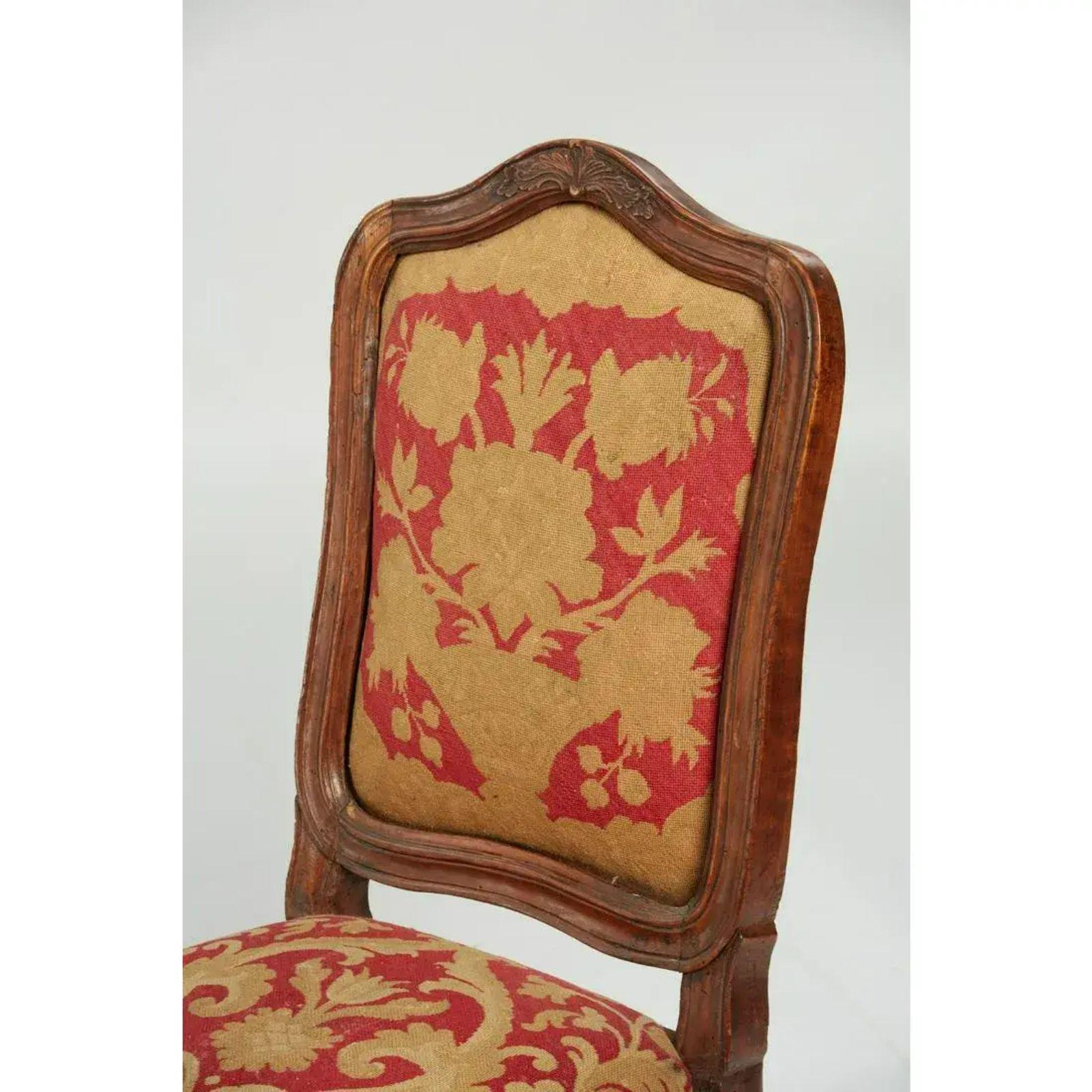 Walnut Antique Italian Rococo Side Chairs, 18th Century For Sale