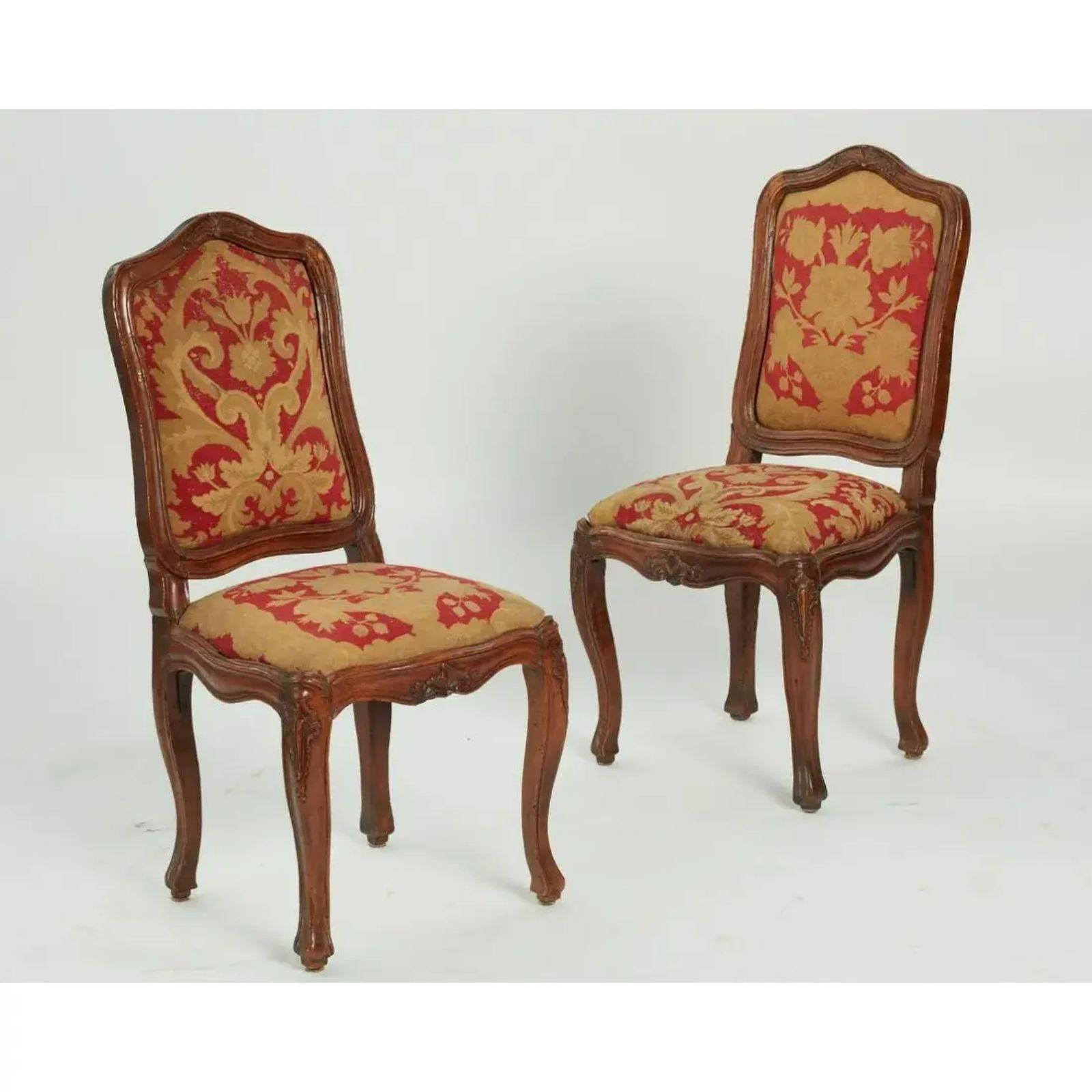 Antique Italian Rococo Side Chairs, 18th Century For Sale 1