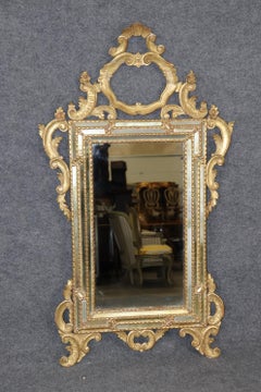 Antique Italian Rococo Style Carved Gold Gilt Mirror