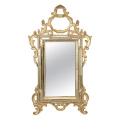 Antique Mirror italiano in stile rococò intagliato e dorato