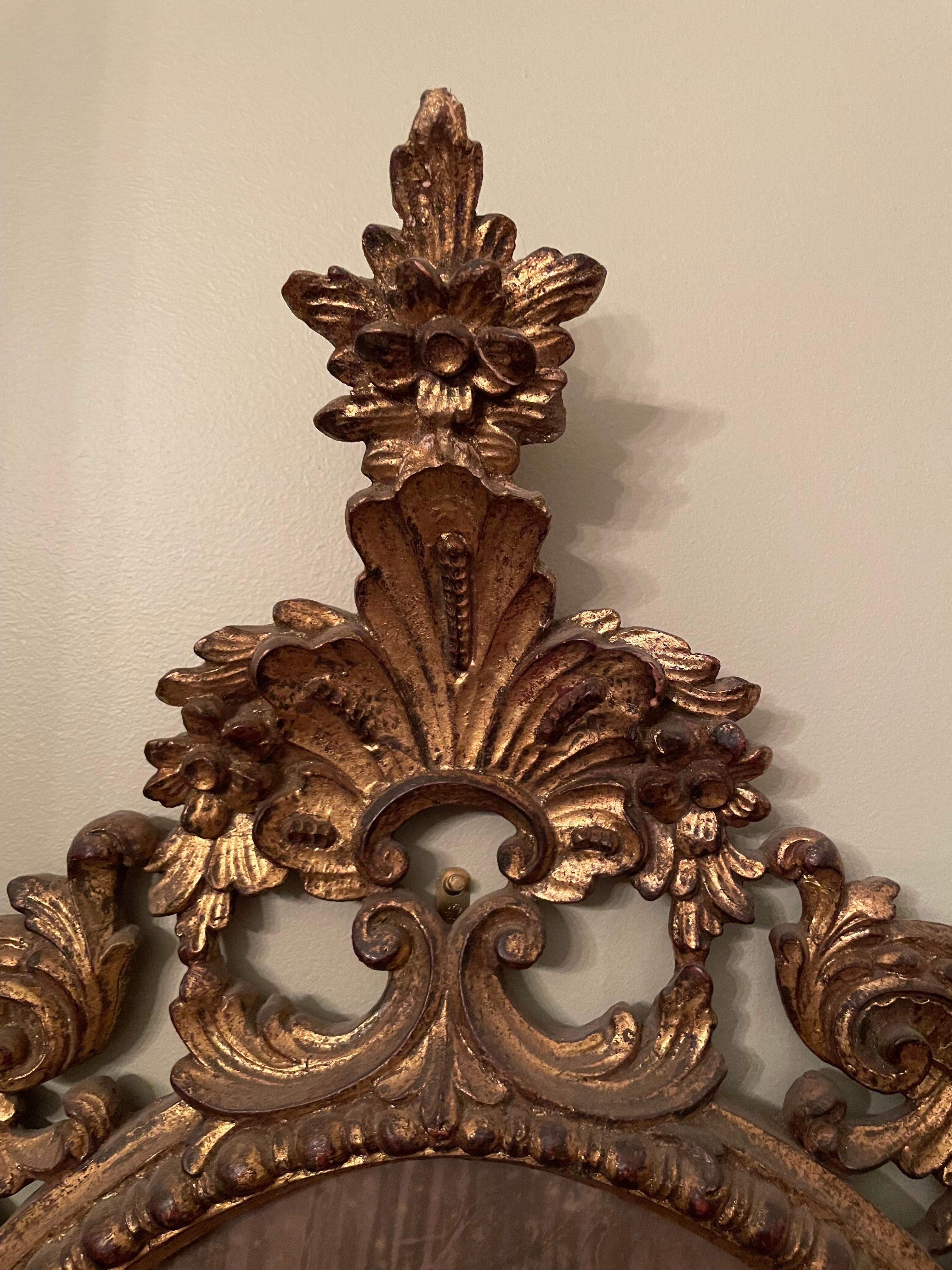 Antike italienische Rokoko-Stil Giltwood Florentine Mirror im Angebot 5