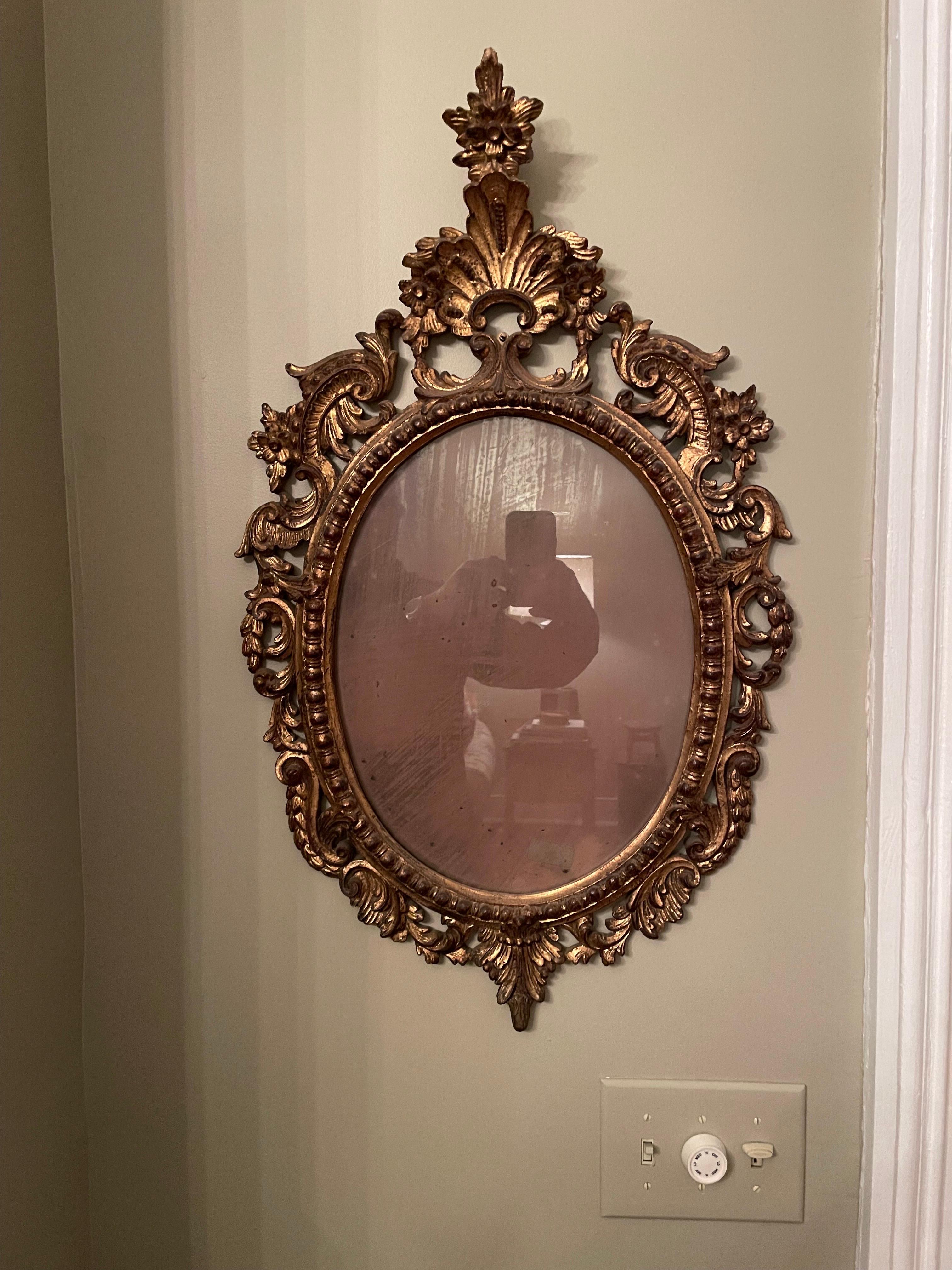 Antique Italian Rococo Style Giltwood Florentine Mirror For Sale 8