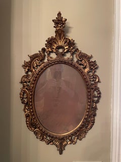 Antique Italian Rococo Style Giltwood Florentine Mirror