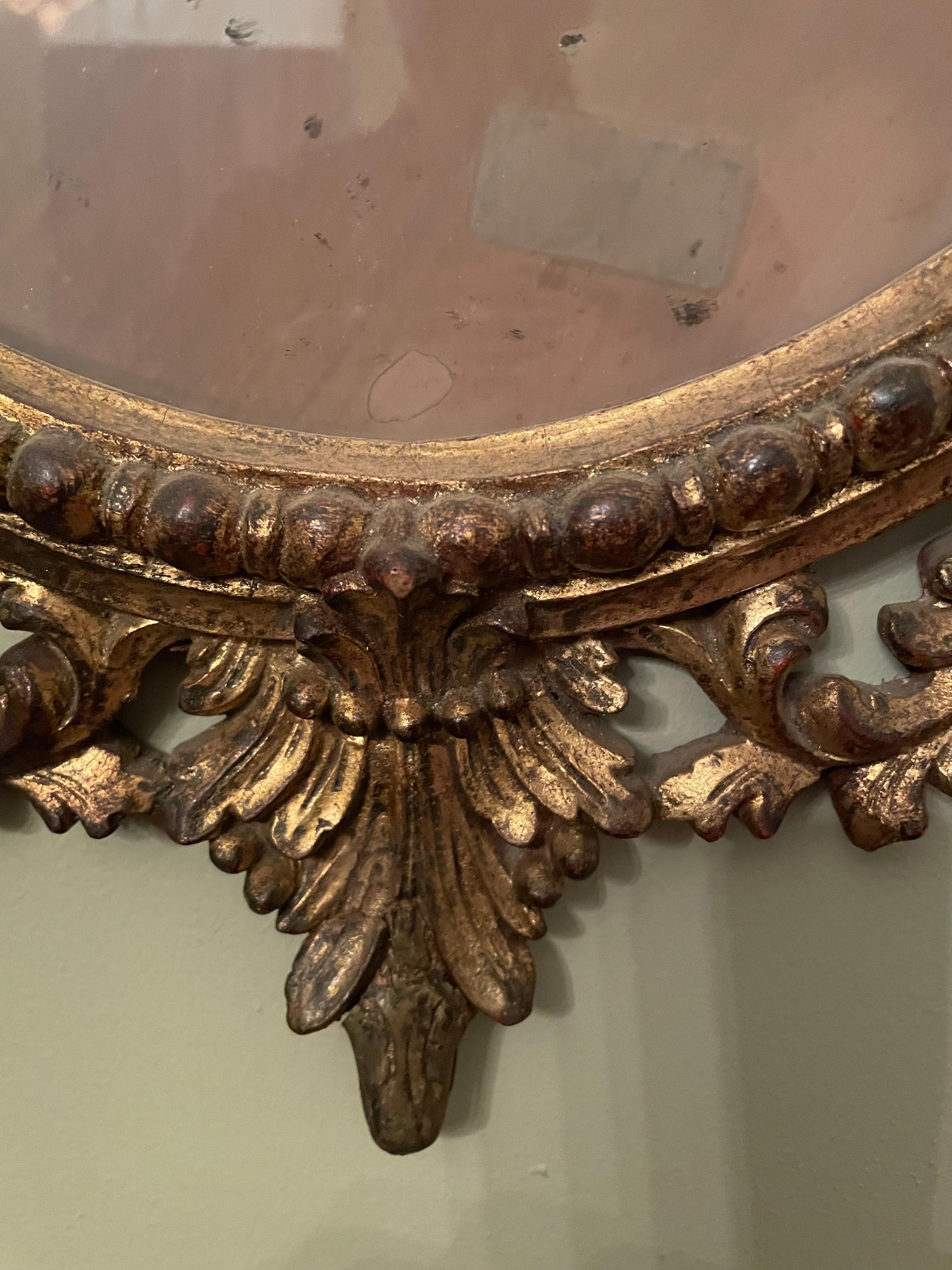 Antike italienische Rokoko-Stil Giltwood Florentine Mirror im Angebot 2