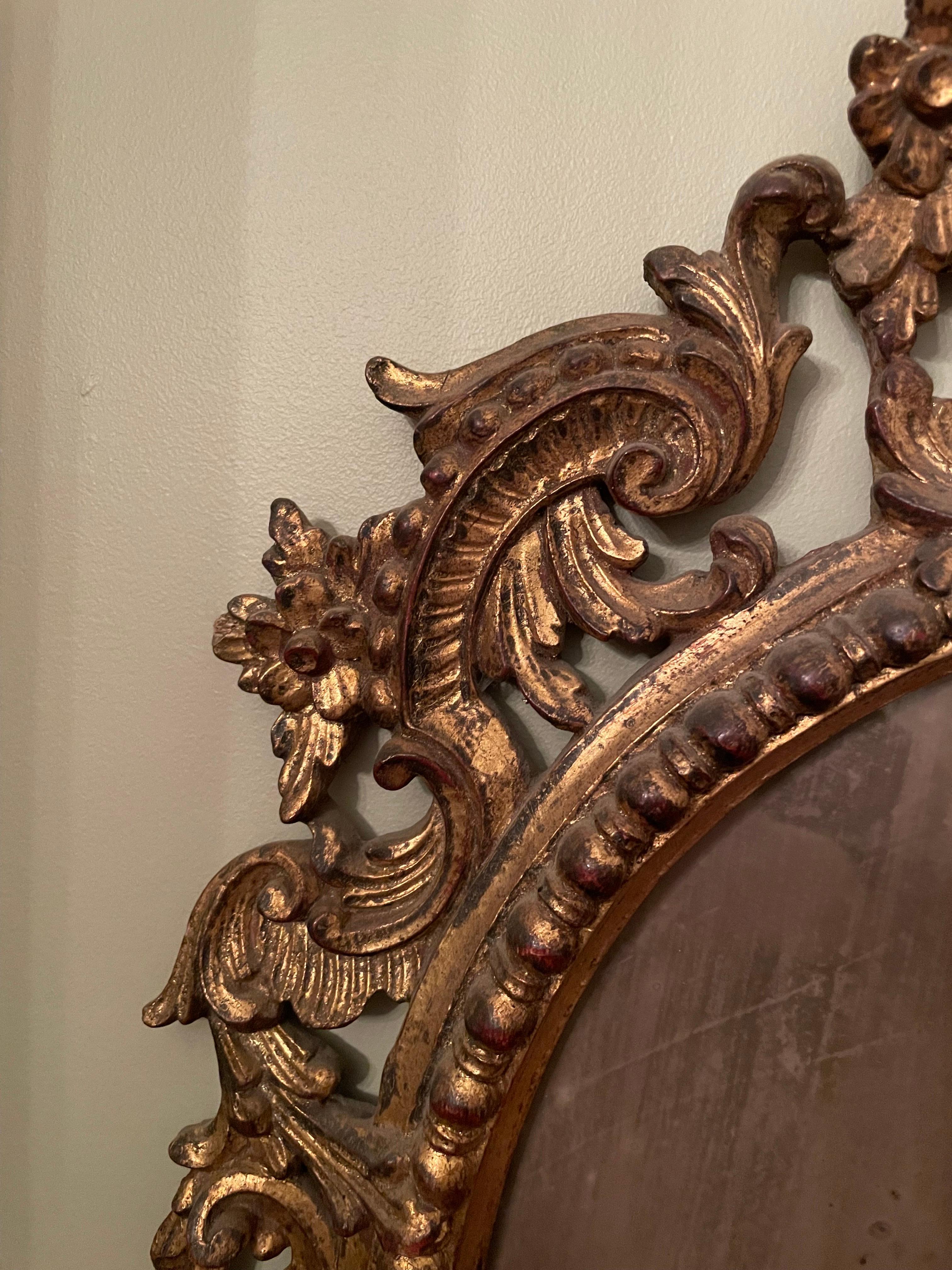 Antike italienische Rokoko-Stil Giltwood Florentine Mirror im Angebot 3