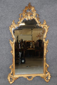 Antique Italian Rococo Style Gold Gilt Carved Wall Hanging Mirror
