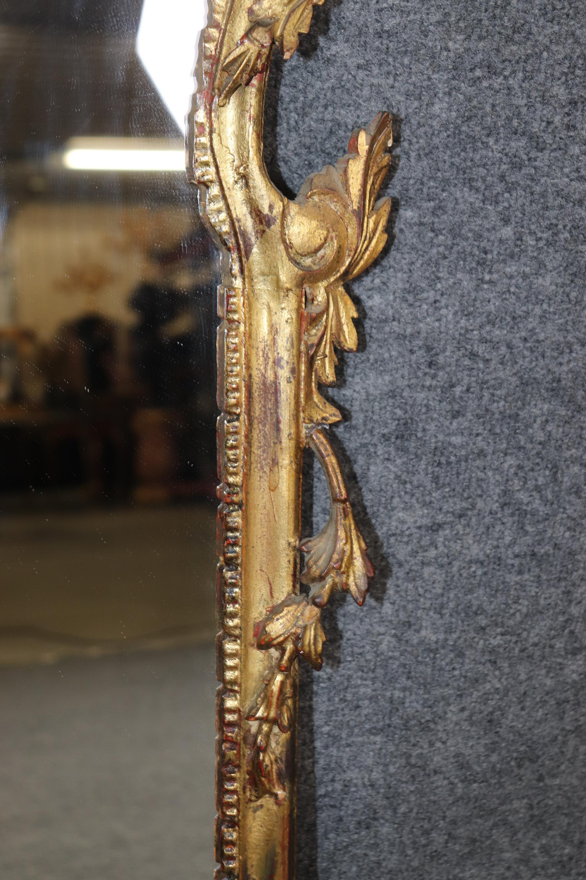 Antike italienische Rokoko-Stil Gold vergoldet geschnitzt Wand hängenden Spiegel im Angebot 2