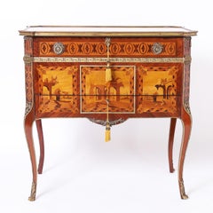 Antique Italian Rococo Style Inlaid Writing Desk Vanity