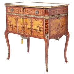 Antique Italian Rococo Style Inlaid Writing Desk Vanity