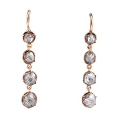 Boucles d'oreilles italiennes anciennes en diamant taillé en rose