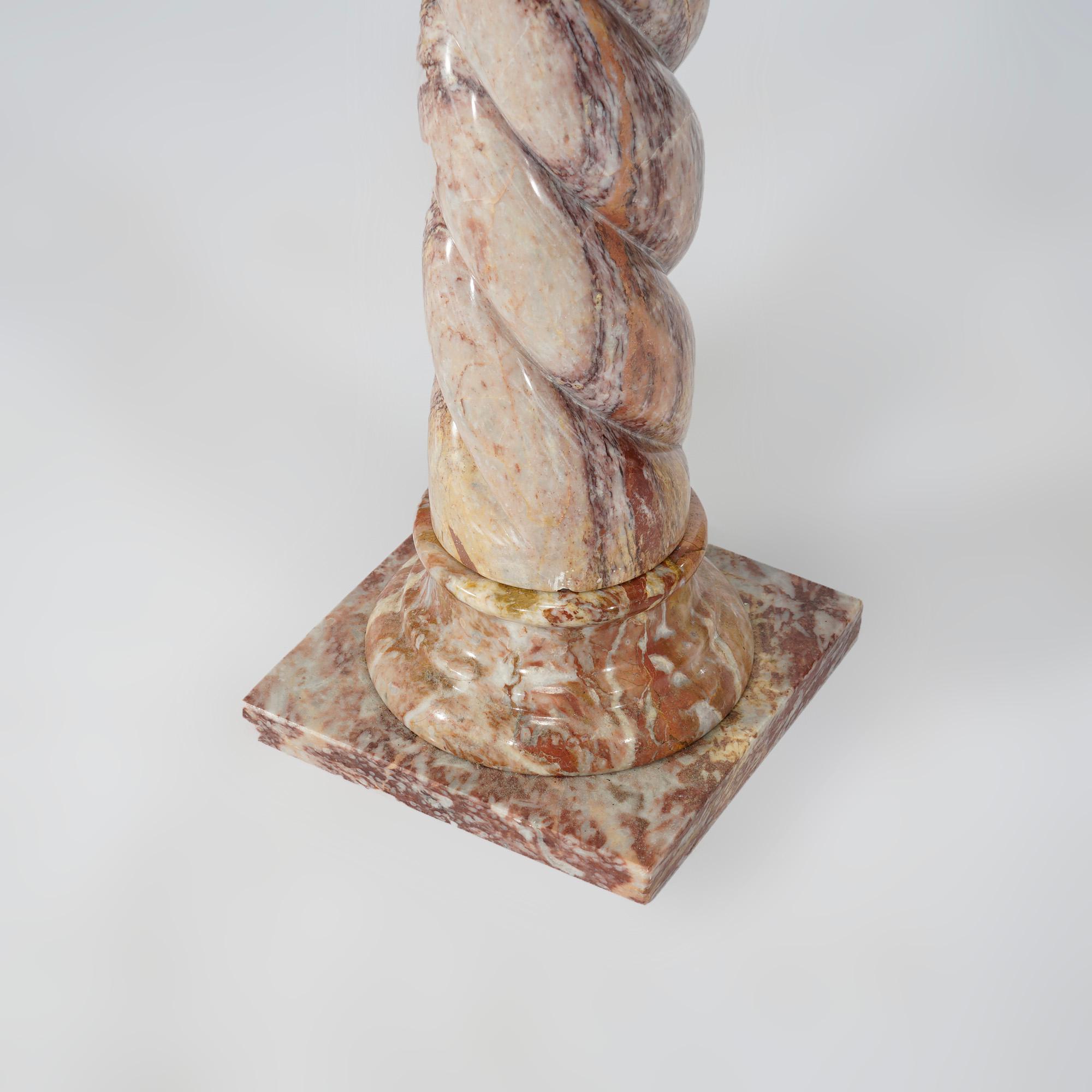 Antique Italian Rouge Marble Rope-Twist Sculpture Display Pedestal, Circa 1920 5
