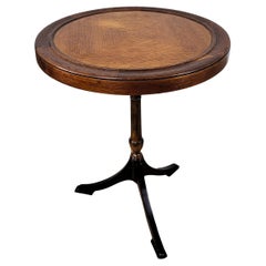 Antique Italian Round Walnut Burl Burr Side Table and Tripod Four Legs