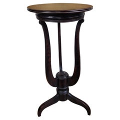 Antique Italian Round Walnut Side Table Tripod Legs