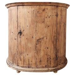 Antique Italian Round Wooden Wabi Sabi Cabinet