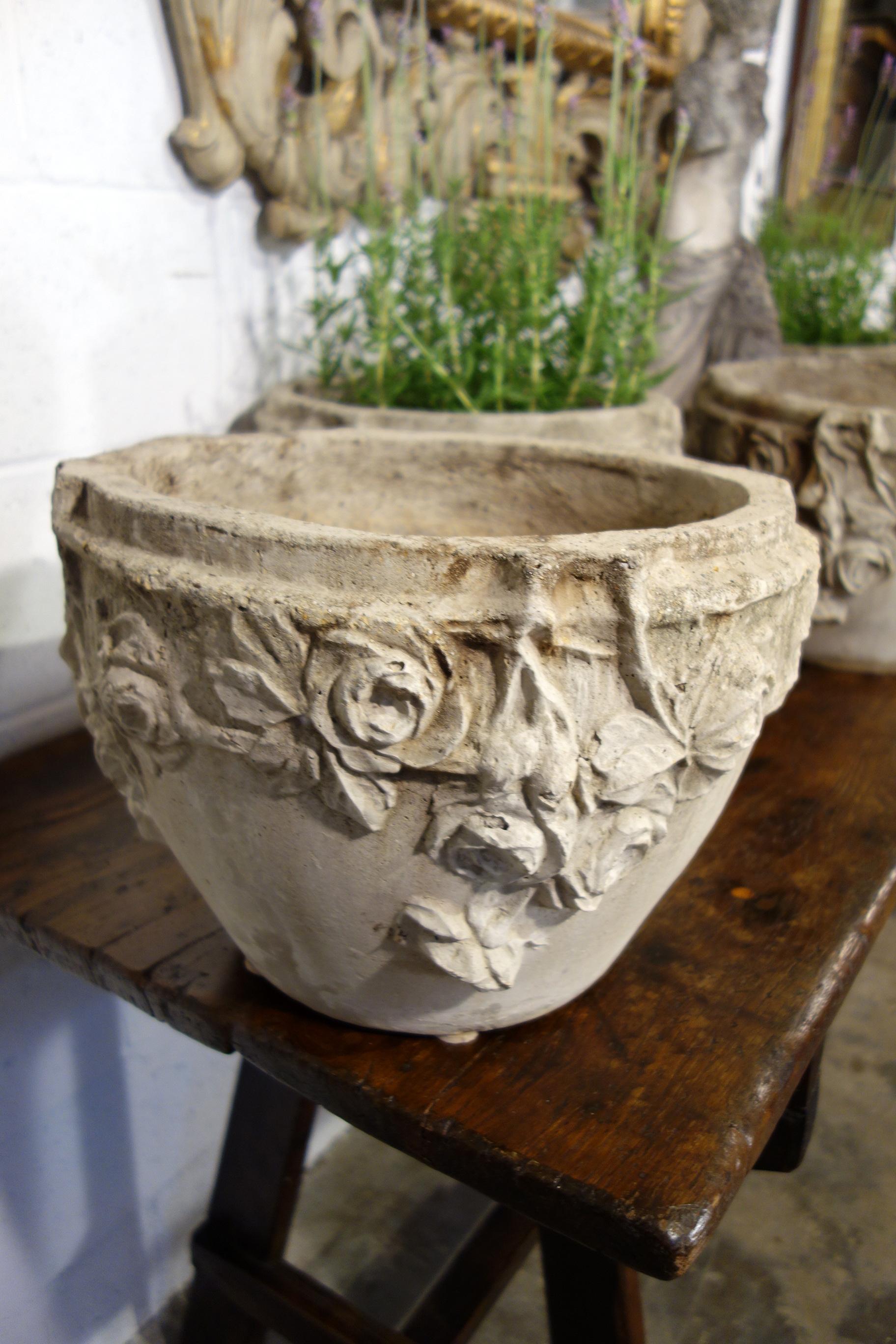 Art Nouveau Antique Italian Rustic Farmhouse Garden Set of 5 Rose Vessels from Lake Como