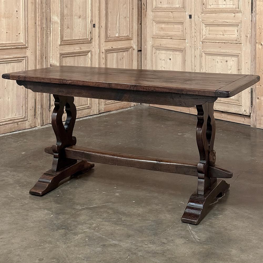 Hand-Crafted Antique Italian Rustic Style Trestle Table For Sale