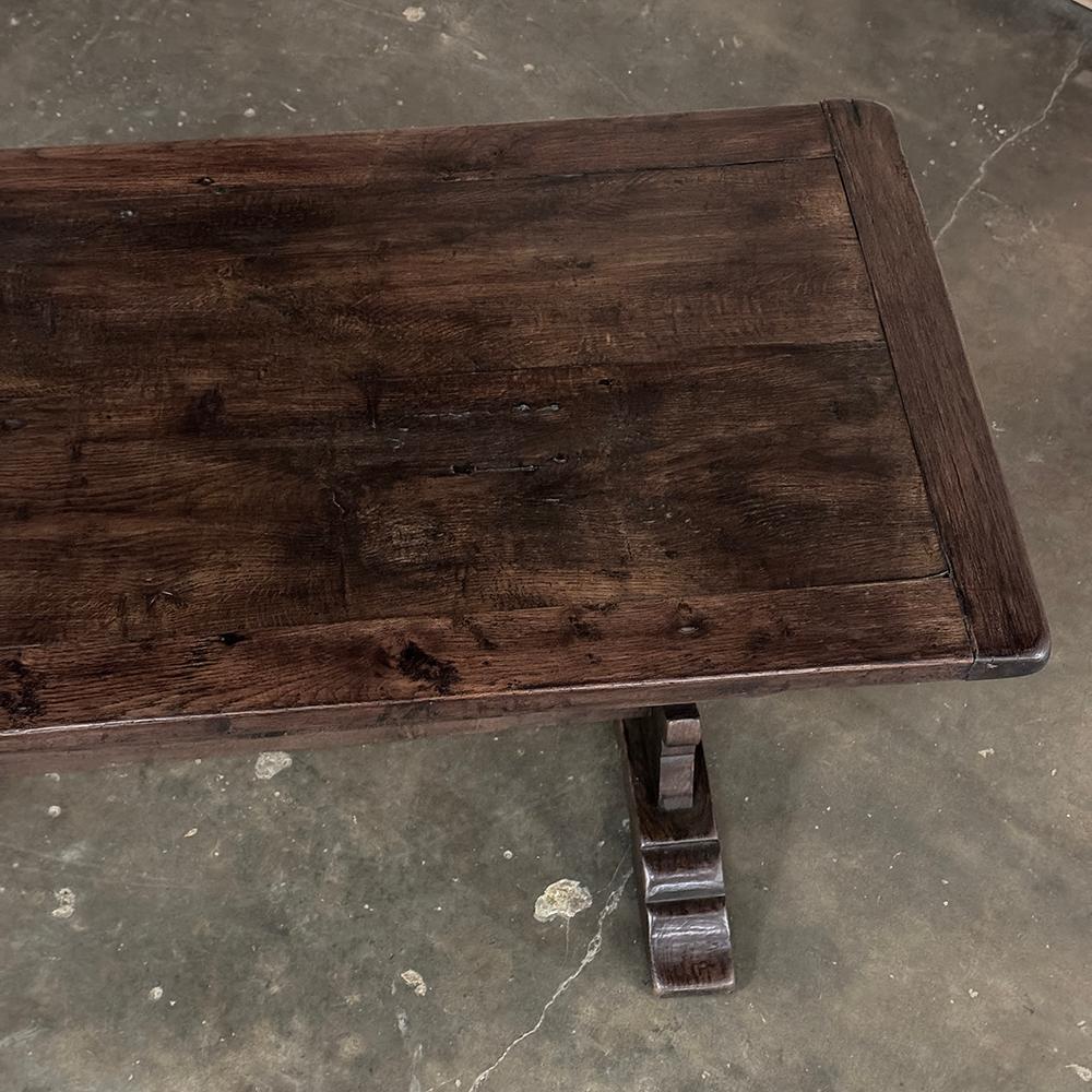 Oak Antique Italian Rustic Style Trestle Table For Sale