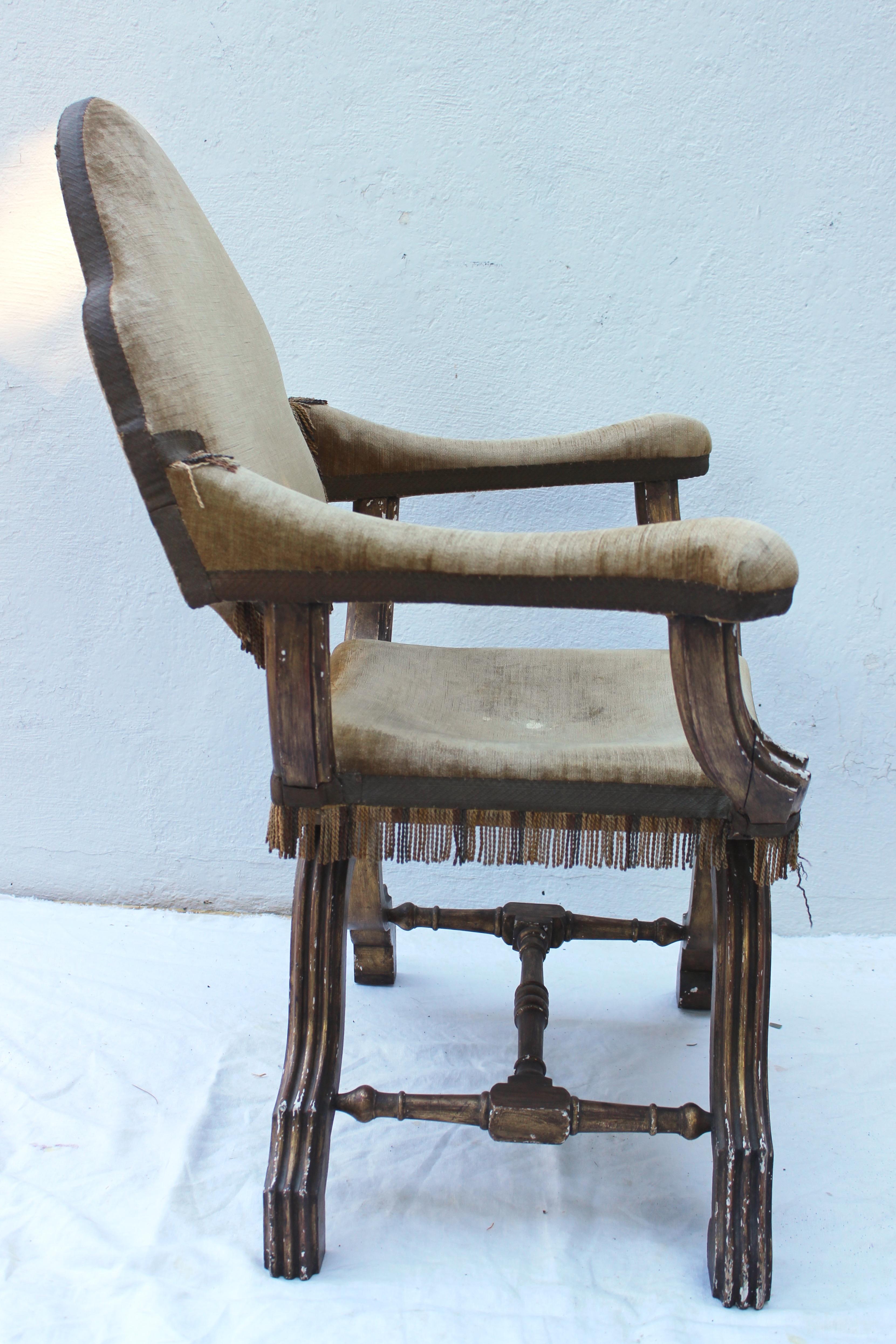 Antique Italian Savonarola Armchair For Sale 1